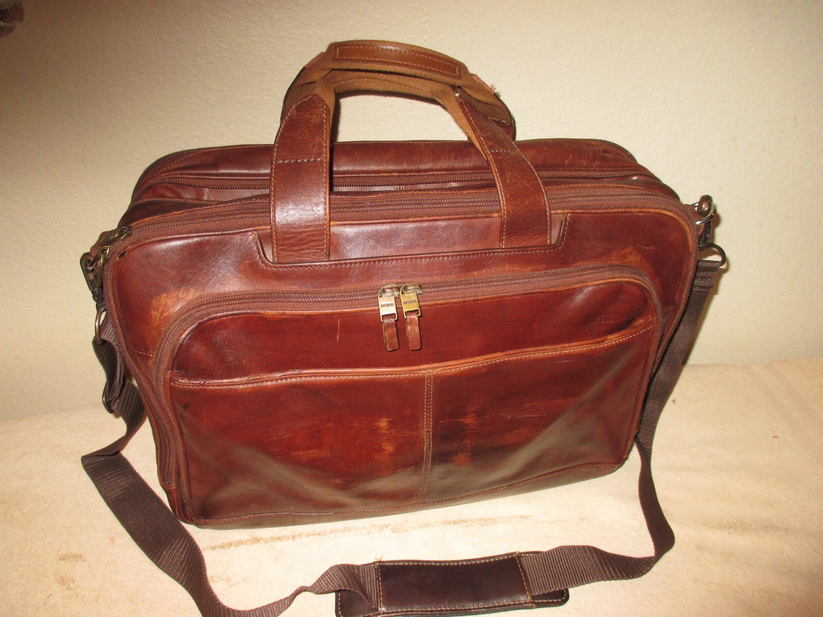 Hartmann Reserve Brown Leather Expandable Briefcase