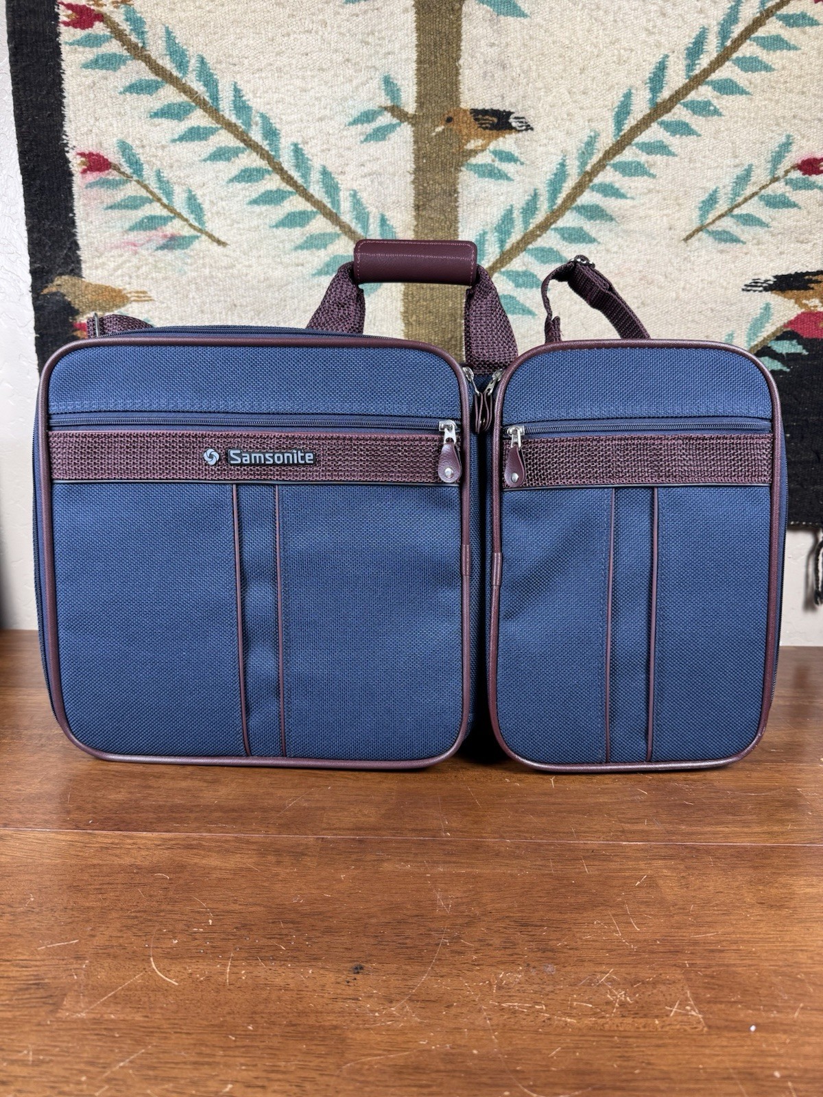 Vintage Samsonite Silhouette 4 Blue Burgundy Briefcase Travel Bag 1987 w/ Lock