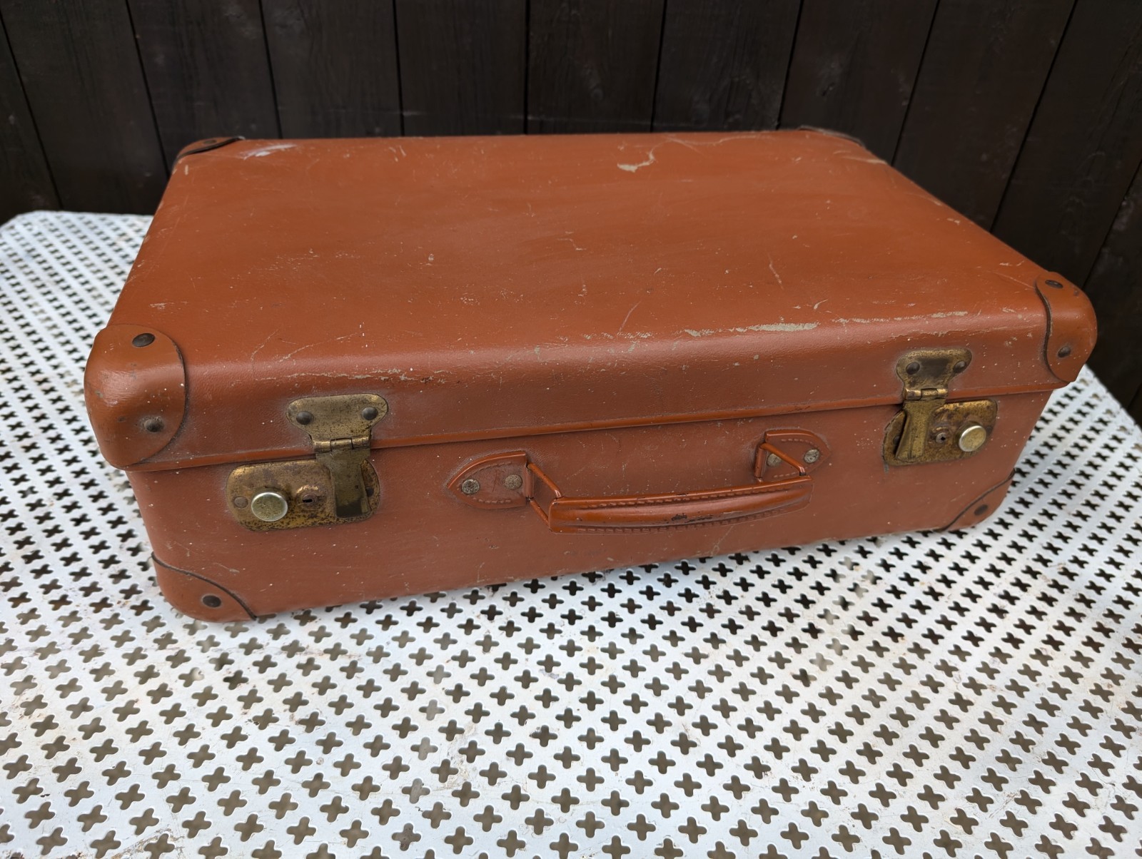 Vintage Suitcase Travel Case 50s Retro Weekender Mid Century 60s 3A