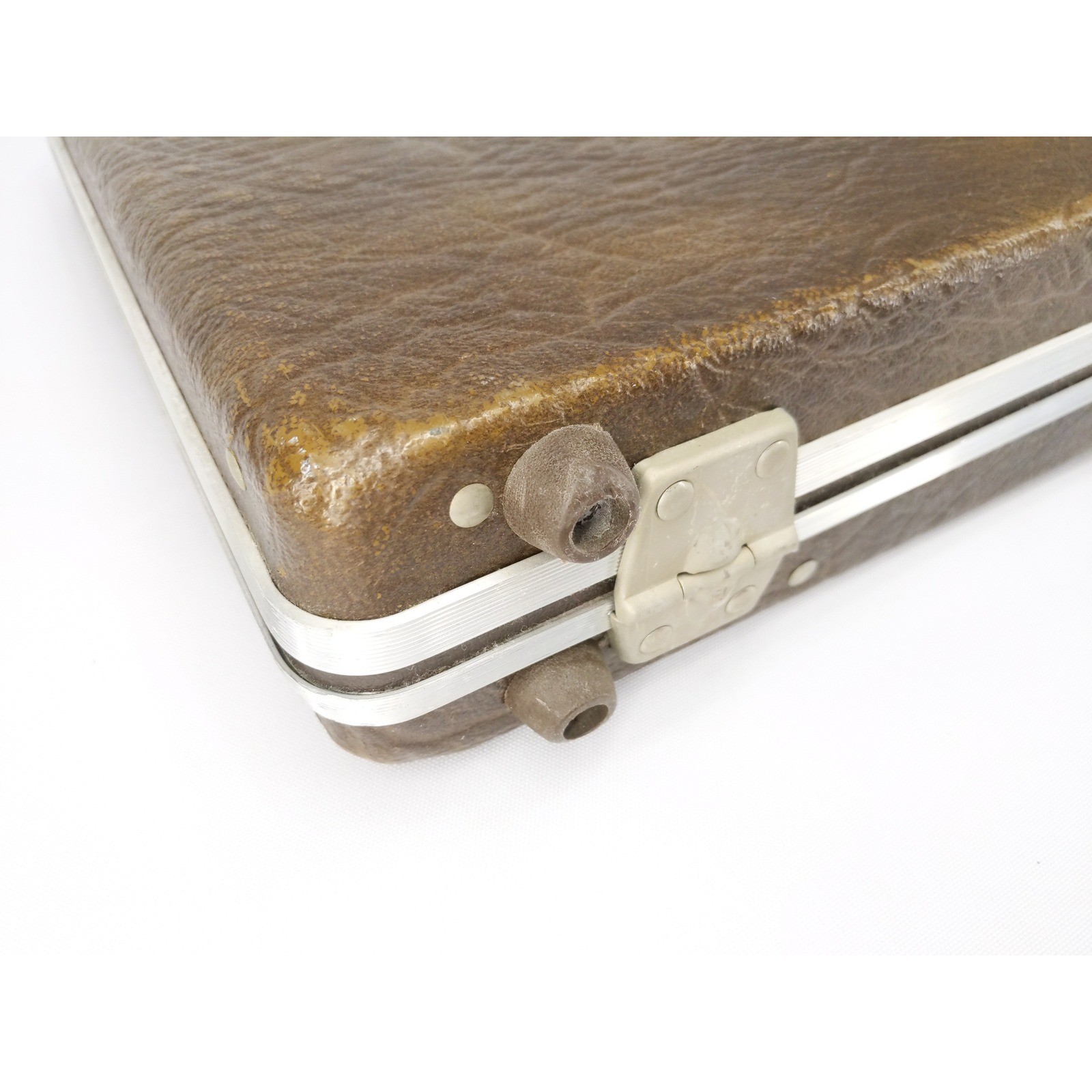 Escort Briefcase Slim Brown Vintage Hard Shell Faux Leather Attache Case No Key