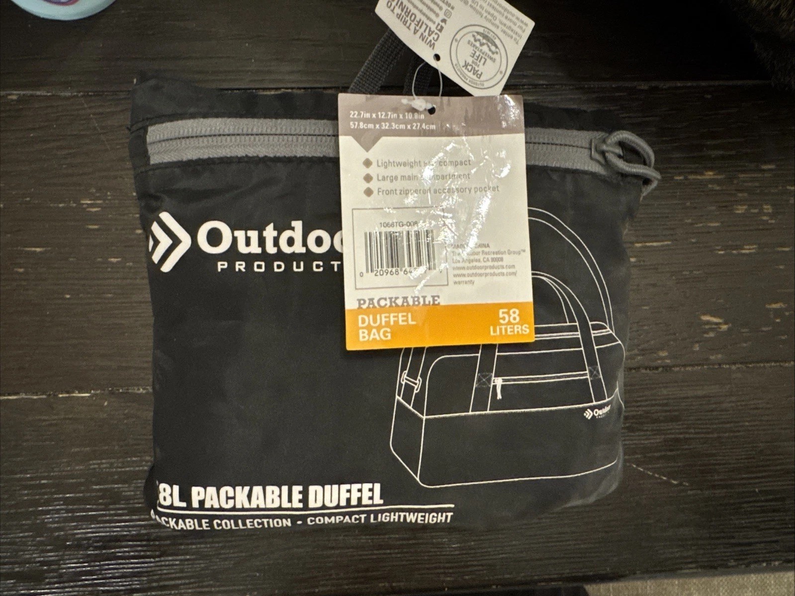 Outdoor Products USA Black 58L Nylon Duffle Bag w/ Handles & Shoulder Strap