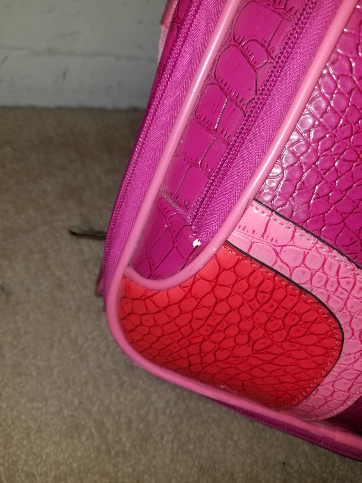 Vintage G by Guess Faux croc pink luggage carry on