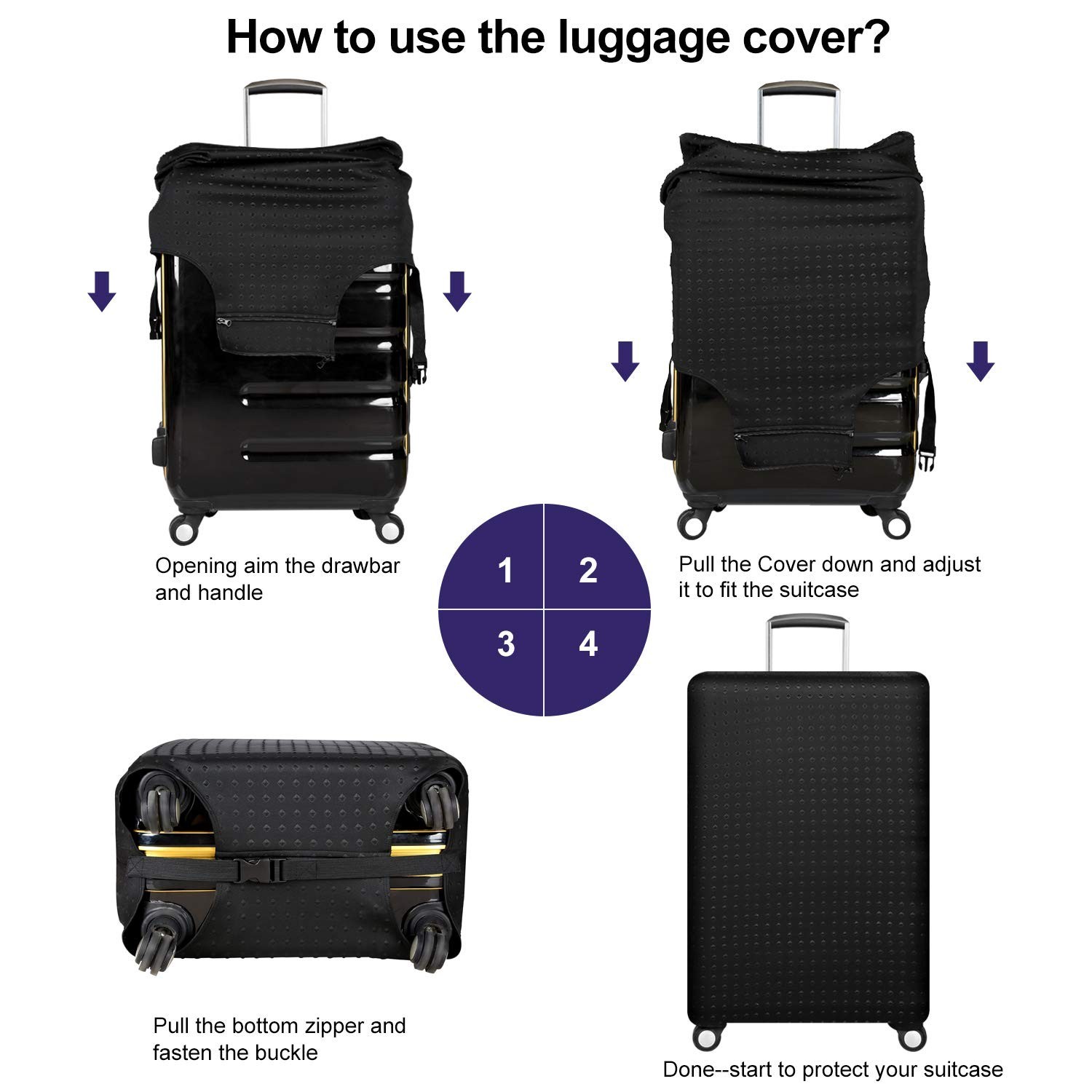 Travel Suitcase Protector elastic sleeve Cover 19″-20″ Anti-Scratch Luggage C…