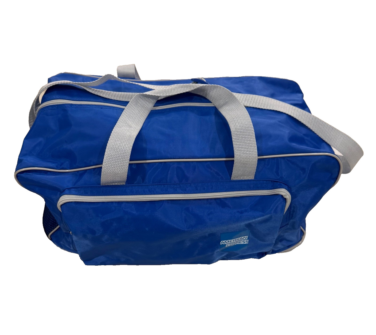 American Express Vintage Expandable Duffle/Gym Bag/Handles/Shoulder Strap Blue