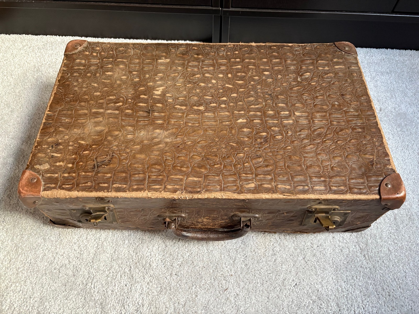 Hartshell Suitcase Cardboard Bakelite Corners Wood 1930s Vintage Antique Germany
