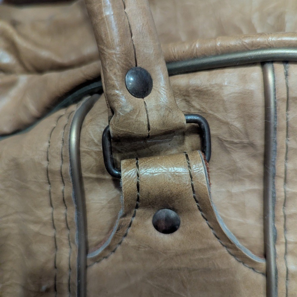 Tan Vinyl Vintage 1980 Duffle Bag will Talon Zippers