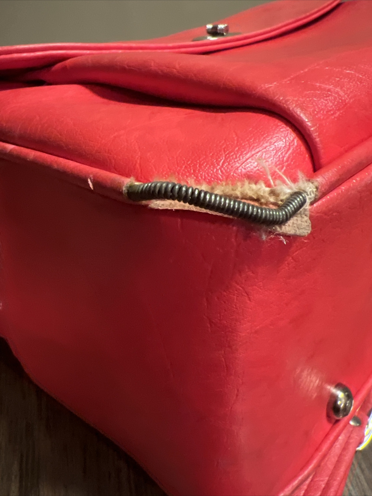Vintage 1970s Red Leather Courier Carry On Luggage Document Laptop Bag