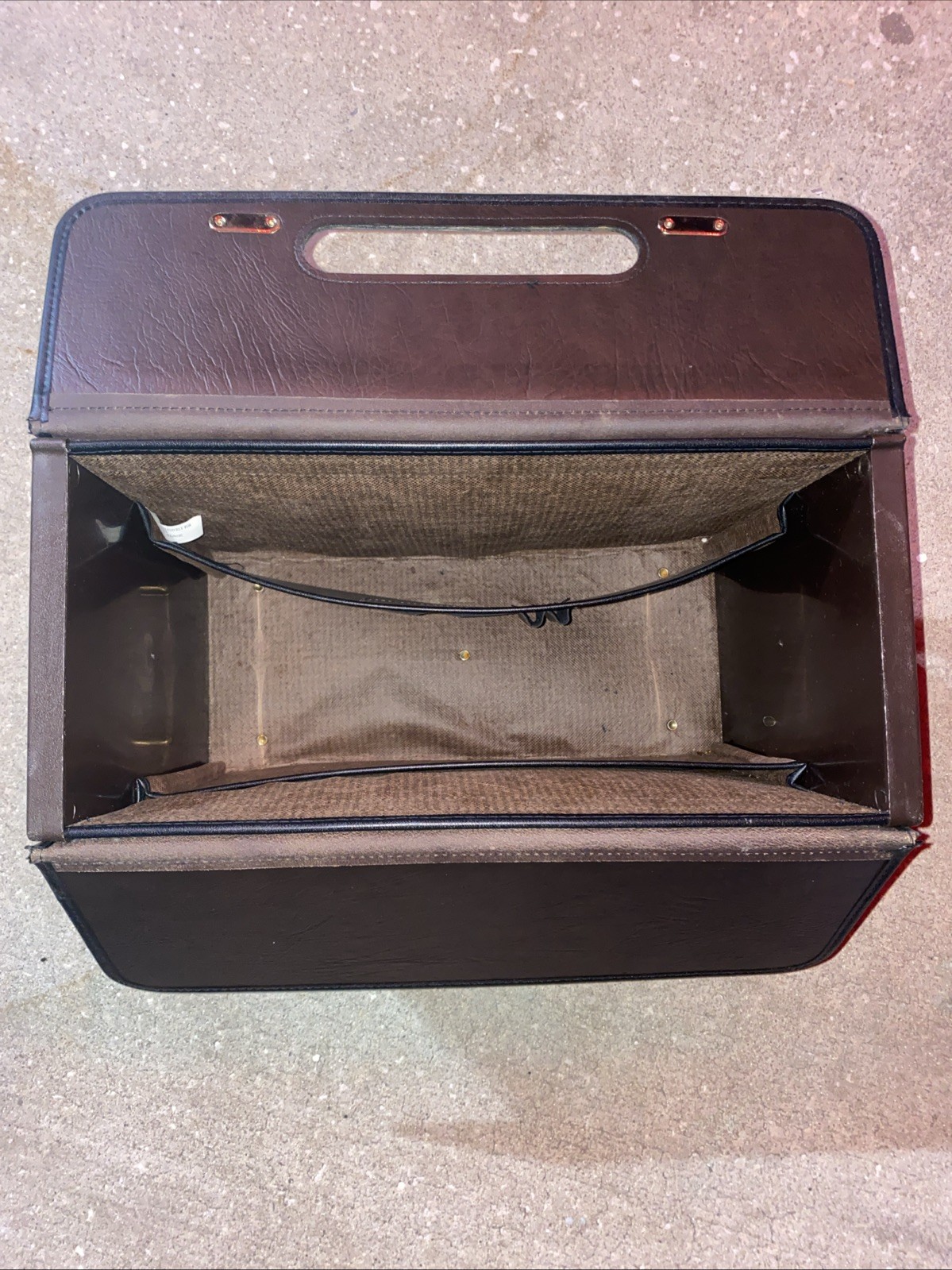 Vtg 1970s Heritage Brown Vinyl Wide Box Briefcase Lawyer Pilot Doctor Salesman