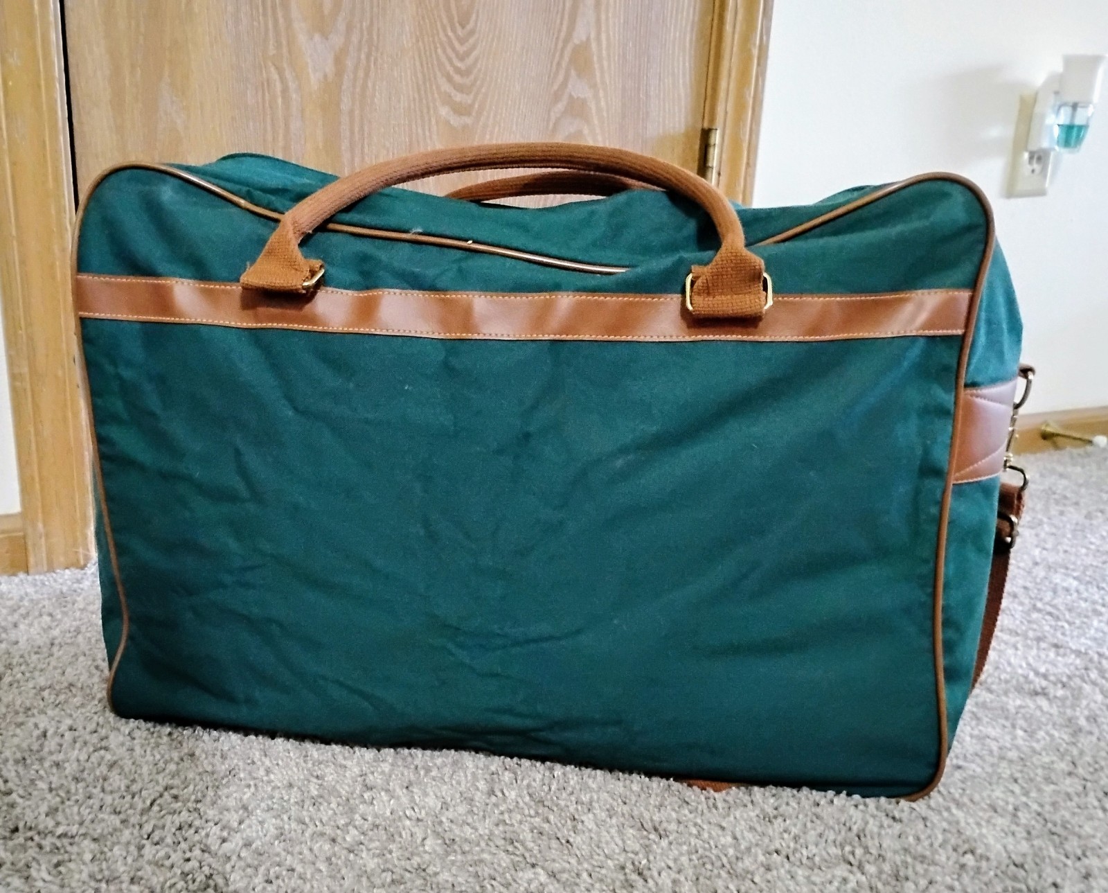 Vintage Ralph Lauren Polo Green Canvas Luggage Duffle Tote Carry On Bags