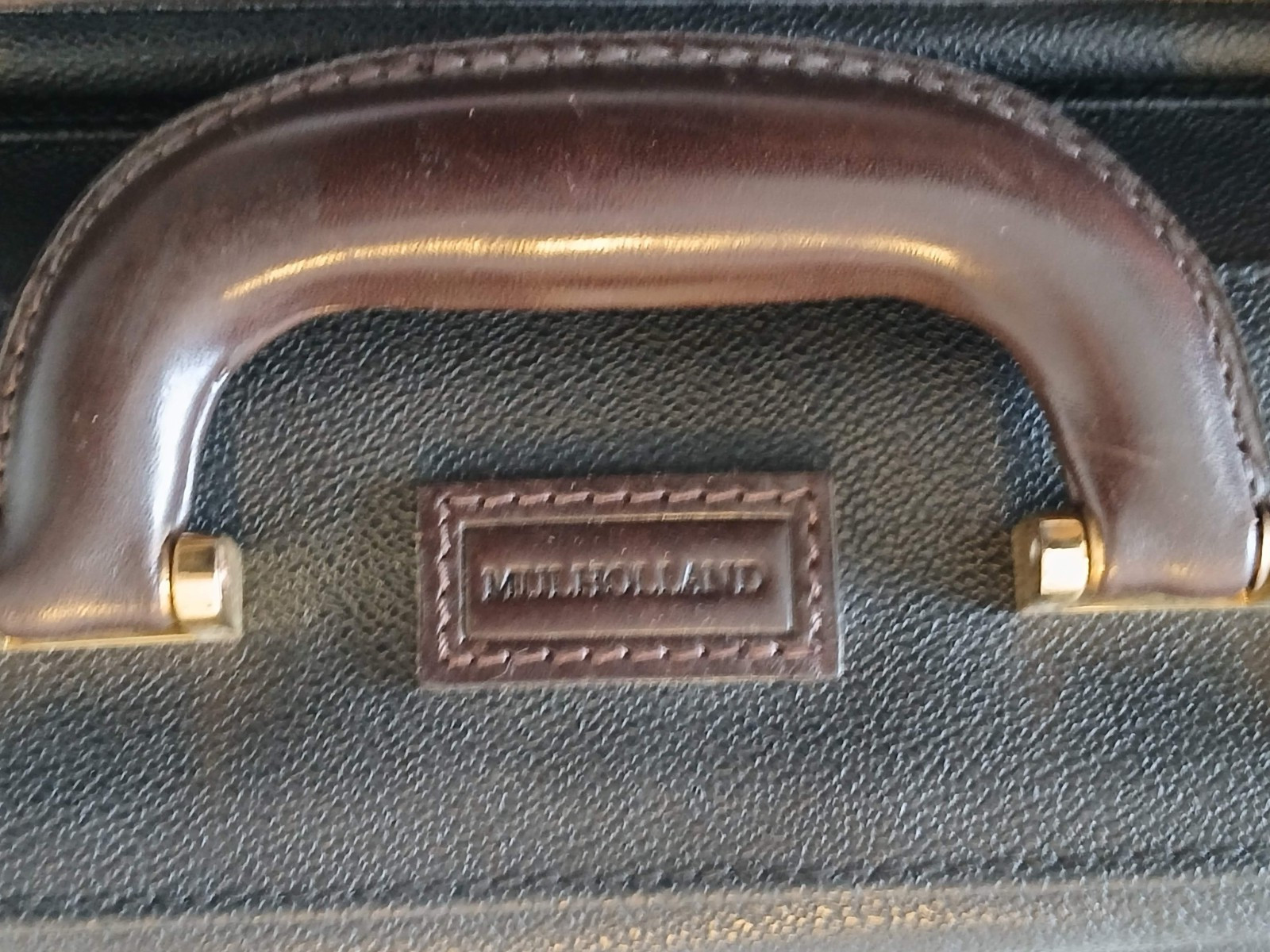 VINTAGE MULHOLLAND HANDCRAFTED BLACK LEATHER GARMENT TRAVEL BAG MADE IN USA