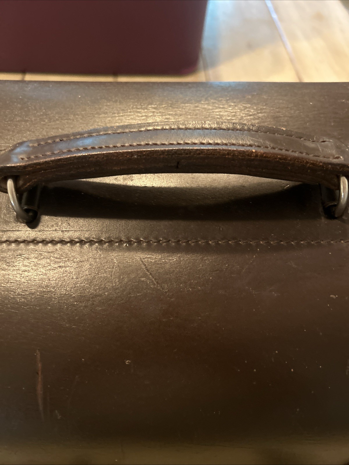 Beautiful Heavy Thick Leather RARE Riveted Train Case Bag SNCF Railways
