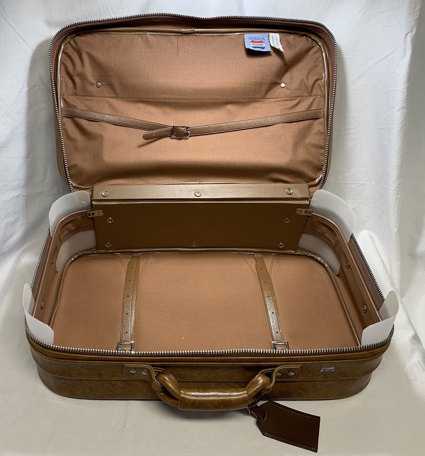Vintage! American Tourister Suitcase Soft Lock Brown Tan Marble 1975 Luggage