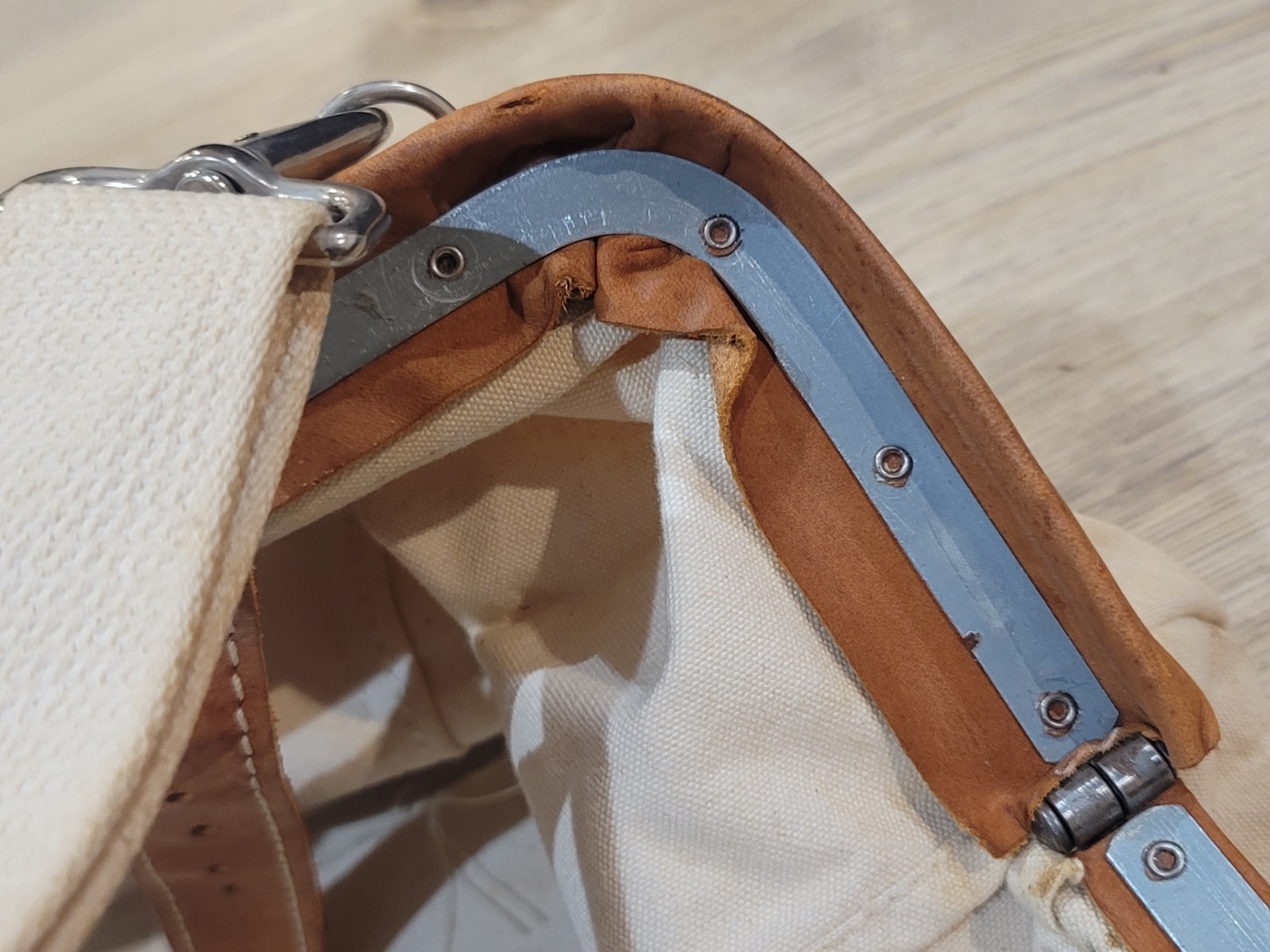 J. Peterman Company Vintage Canvas Leather Duffle Bag 17.5×8.5×13