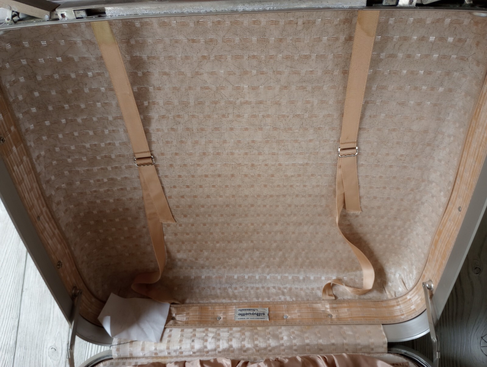 Vintage Samsonite Silhouette Large Square Wardrobe Suitcase W/ Hangers Ivory