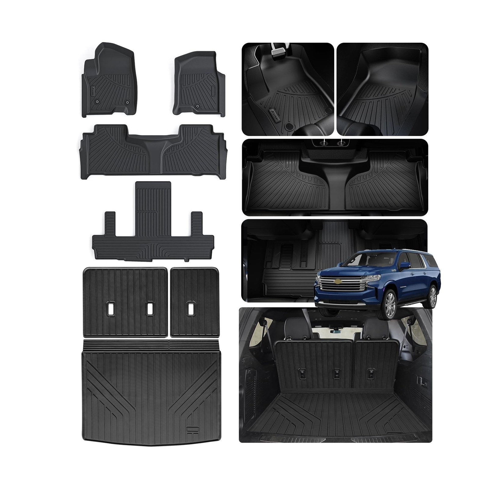 Floor Mats & Trunk Mat with Backrest Set for 2021-2024 2025 Chevrolet/Chevy S…