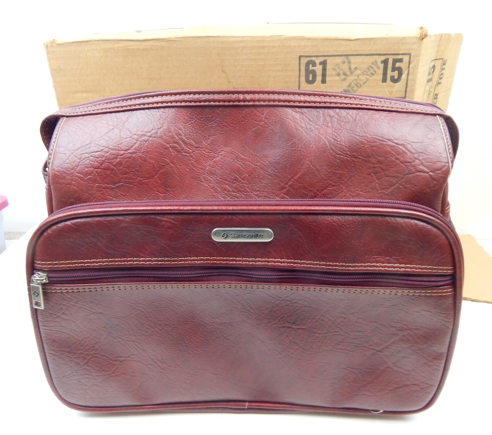 Samsonite Silhouette II Shoulder Tote Wineberry 61 62 15 w/ Box Carry on VTG
