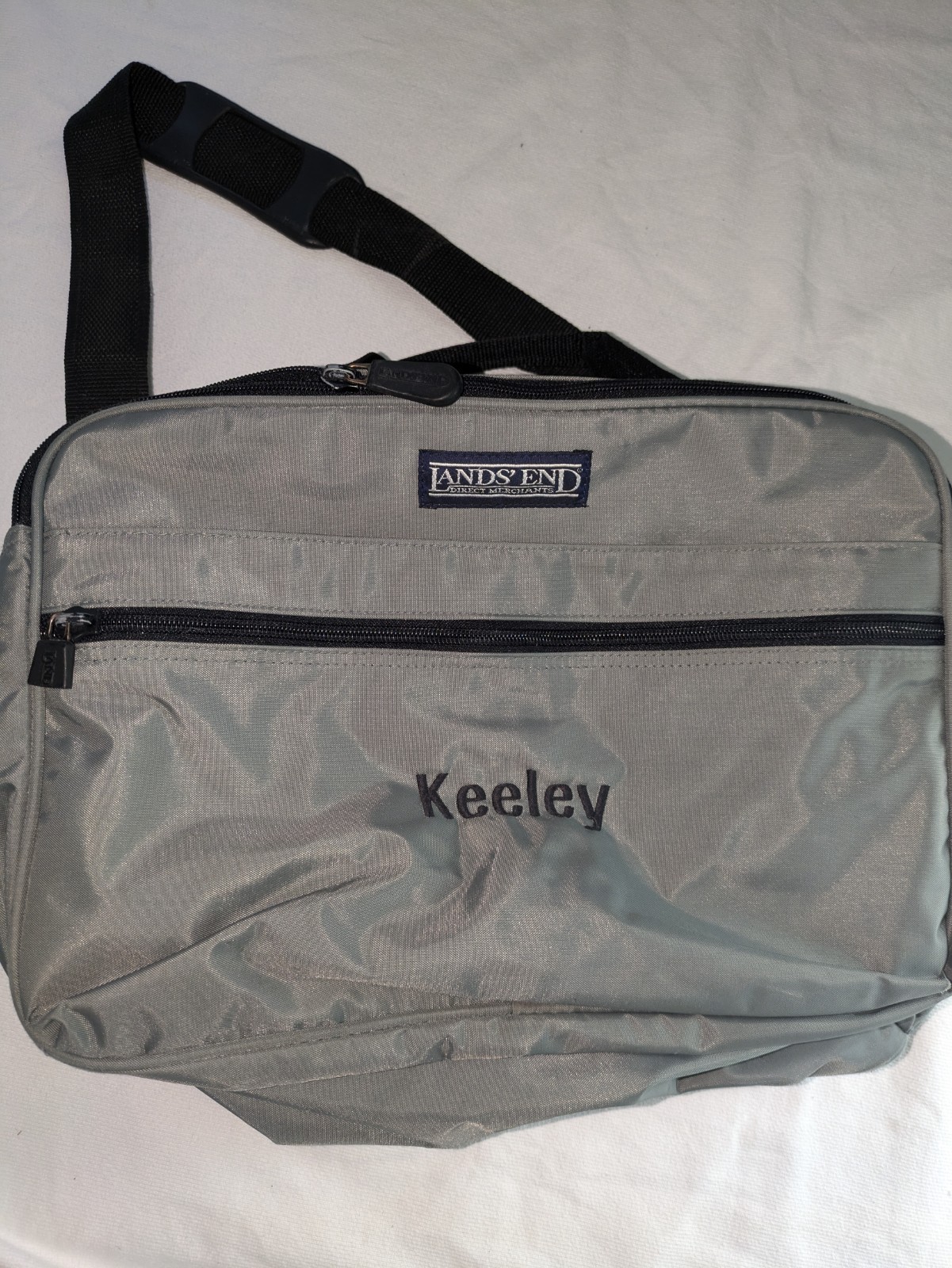 VTG Personalized Keeley Lands’ End Lighthouse Travel Bag Gray Nylon Canvas