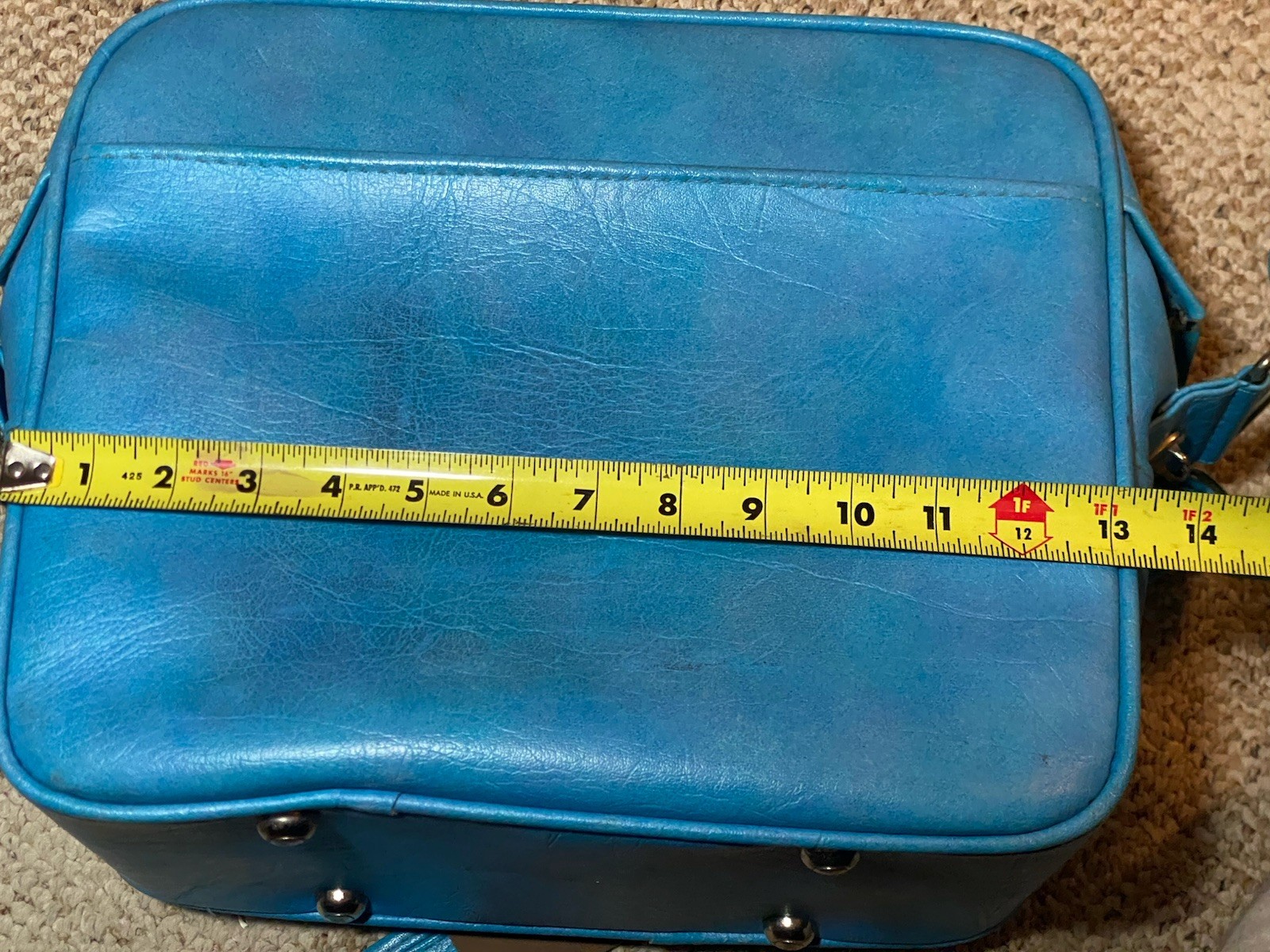 Vintage Samsonite Blue Carry On Travel Shoulder Bag Tote With Lock & Key