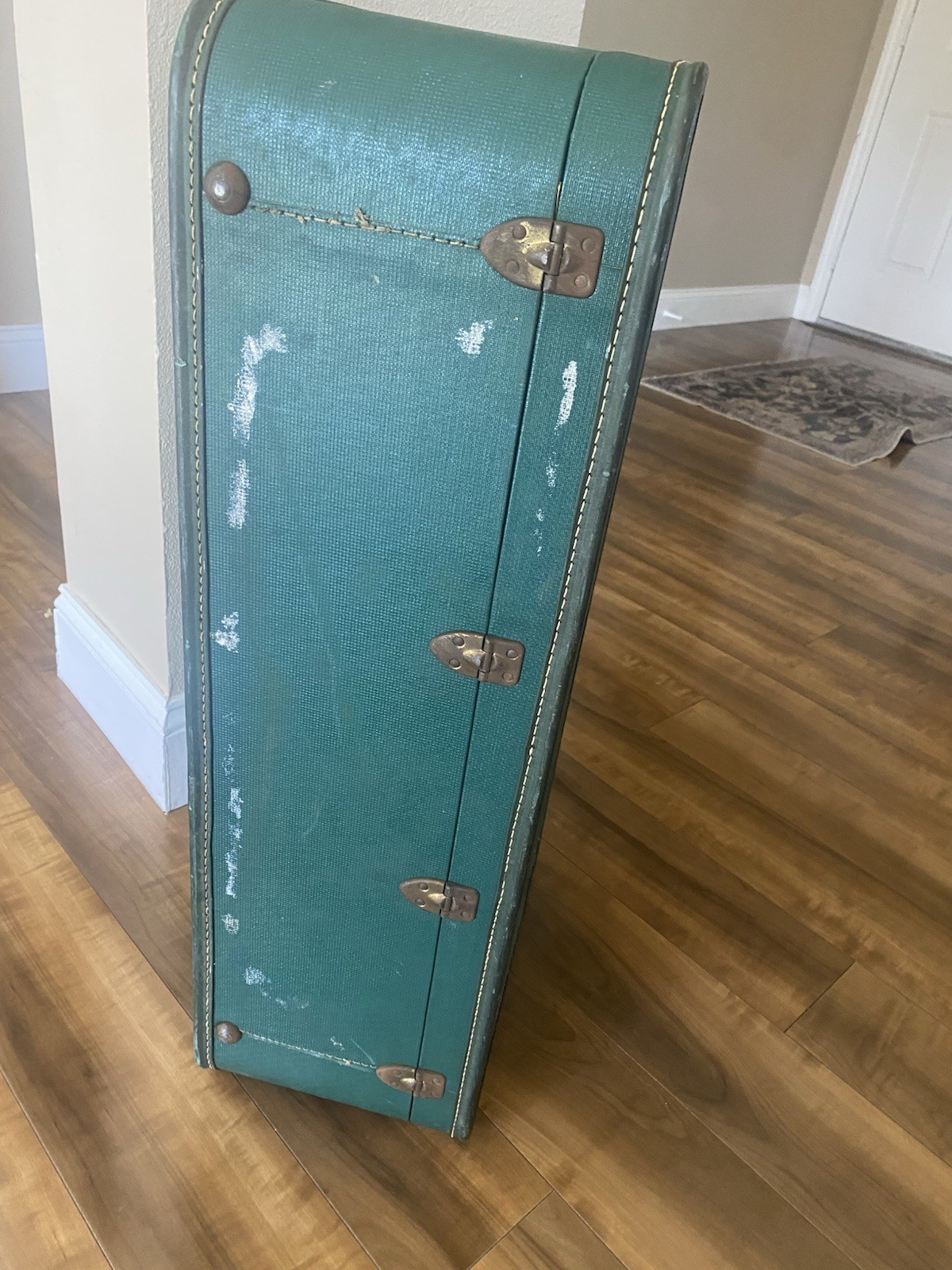 Vintage Lady Baltimore Green Hard Case Suitcase Starline Mid Century Modern Deco