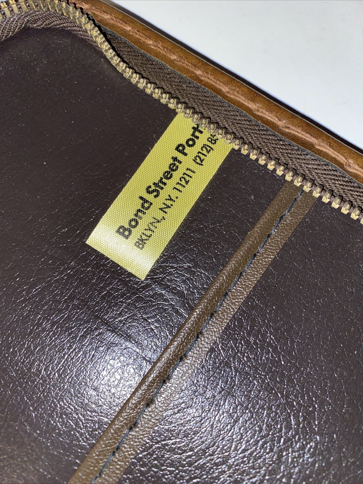 Vintage Brown Vinyl Bond Street Portfolio Briefcase 1970s With Handles Zipper