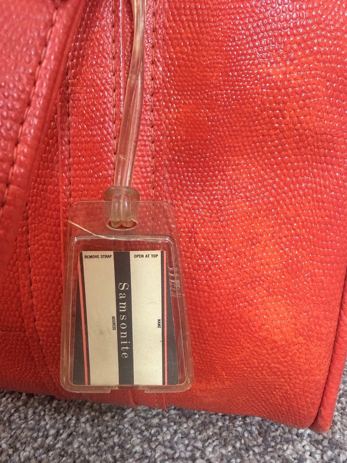 🧳 1970’s Samsonite Sherbrooke Luggage Tote Orange Autumn Blaze 16” W x 13” H
