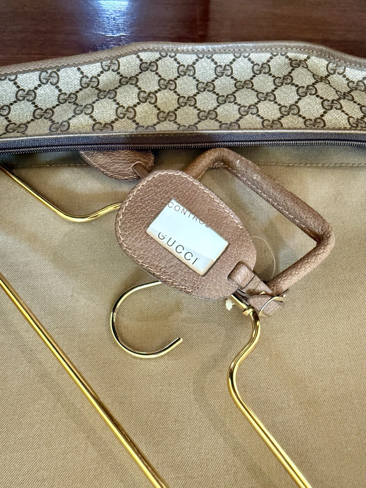 Authentic Vintage Gucci GG Monogram Garment Bag Travel Canvas Leather Italy