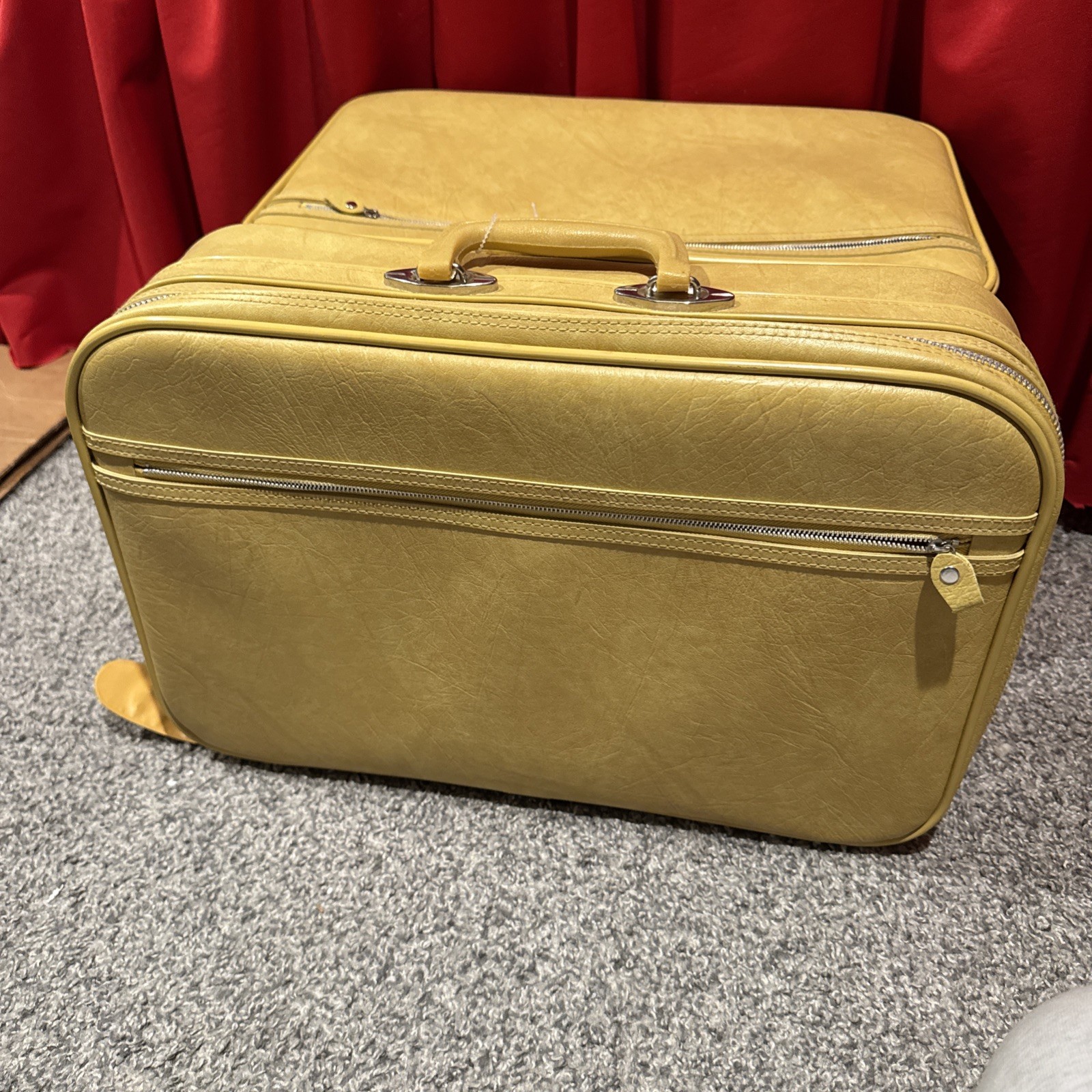 vintage suitcase luggage Set Yellow 5 Pc Set