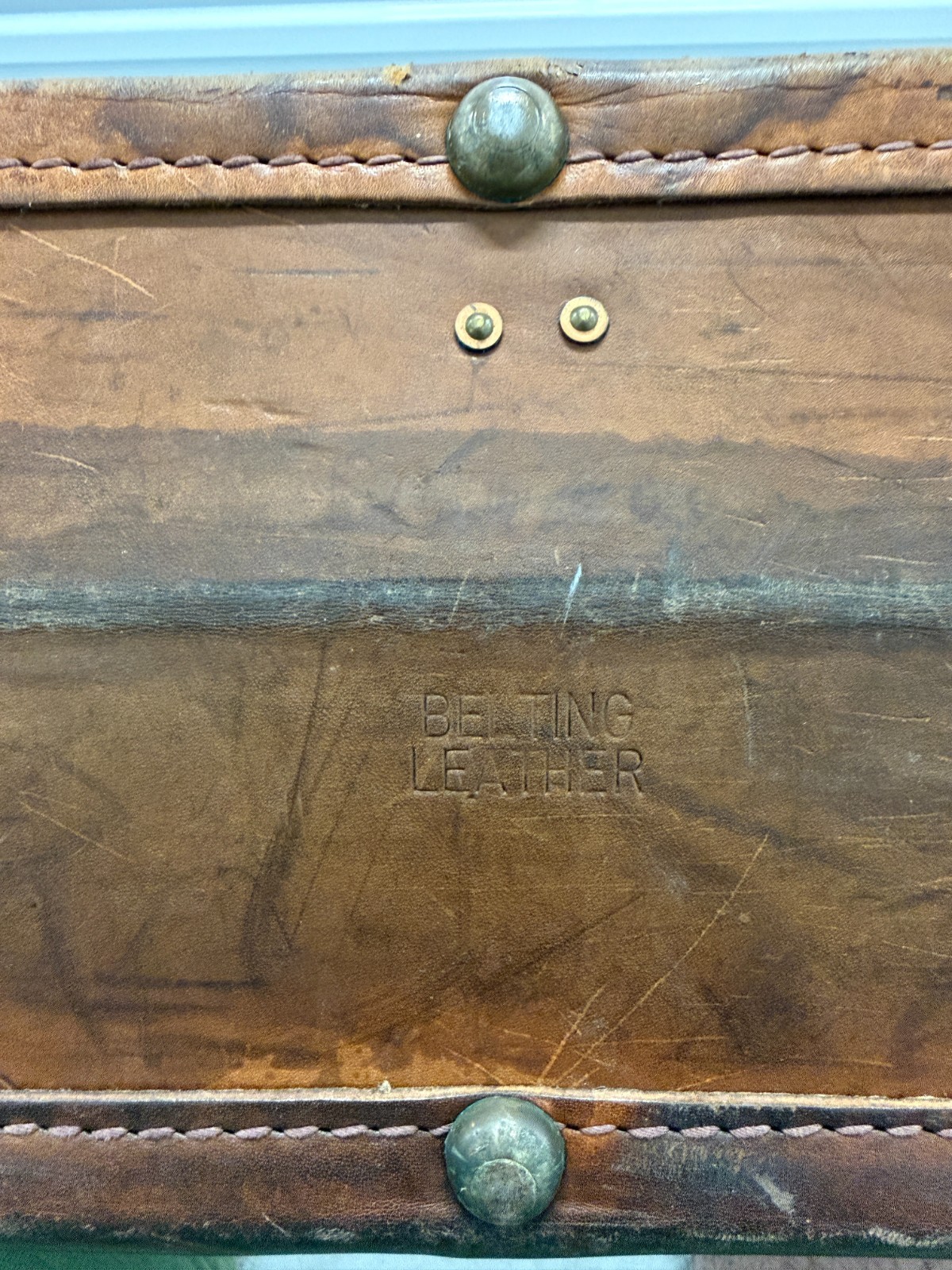 Vintage Leather Suitcase – Marriott Marquis Luggage Tag – Heavy Leather Travel C