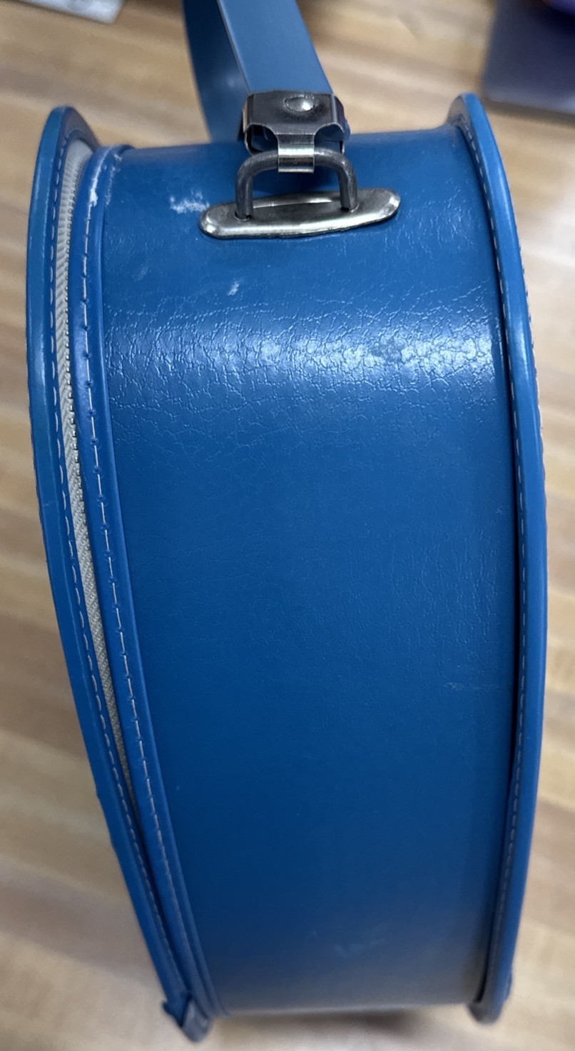 VTG Teardrop Luggage Train Case Blue Carry On Bag Retro 60s/70s Egg Shape Purse
