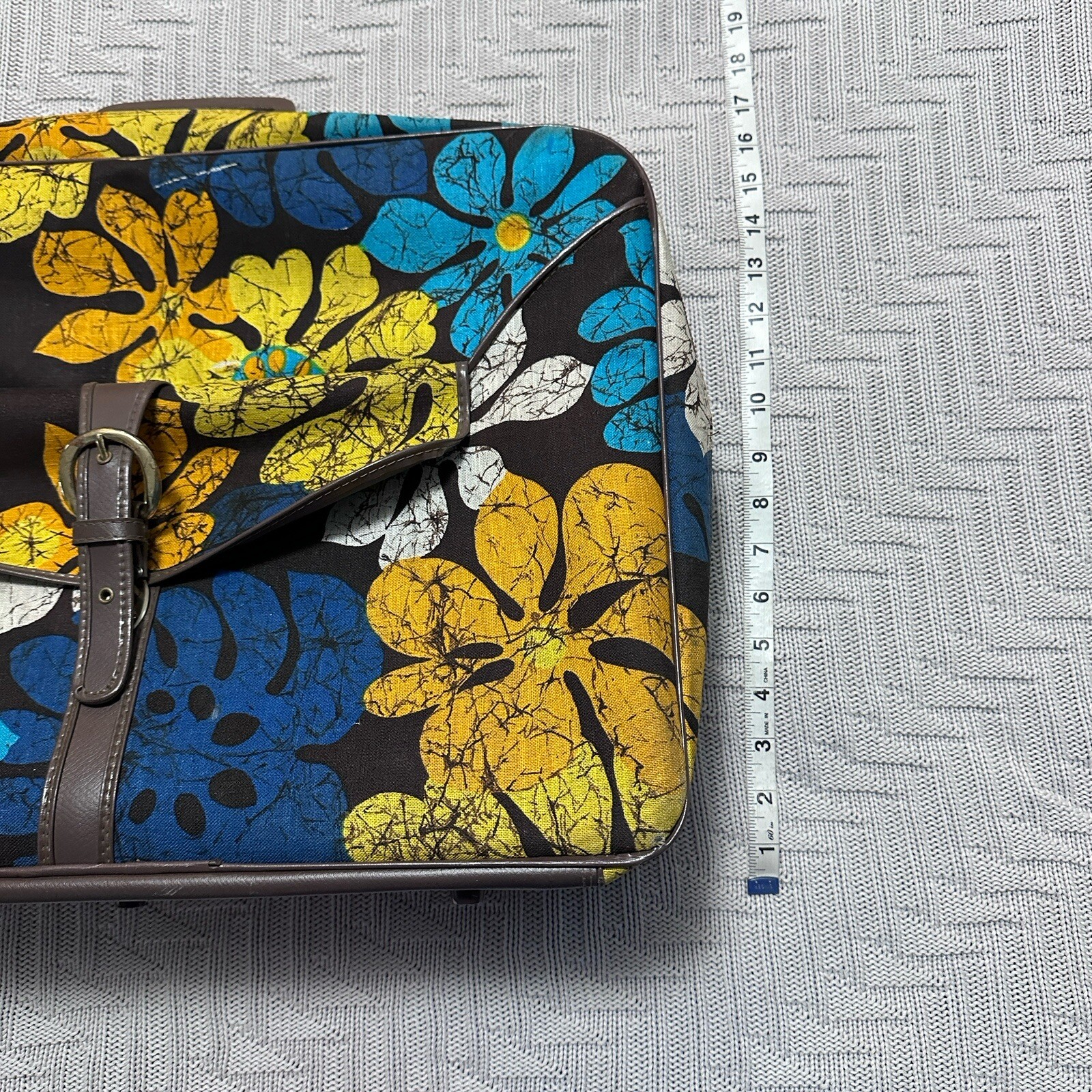 1960s Vintage Bantam Travelware Brown Floral Mod Pattern Suitcase Luggage Japan