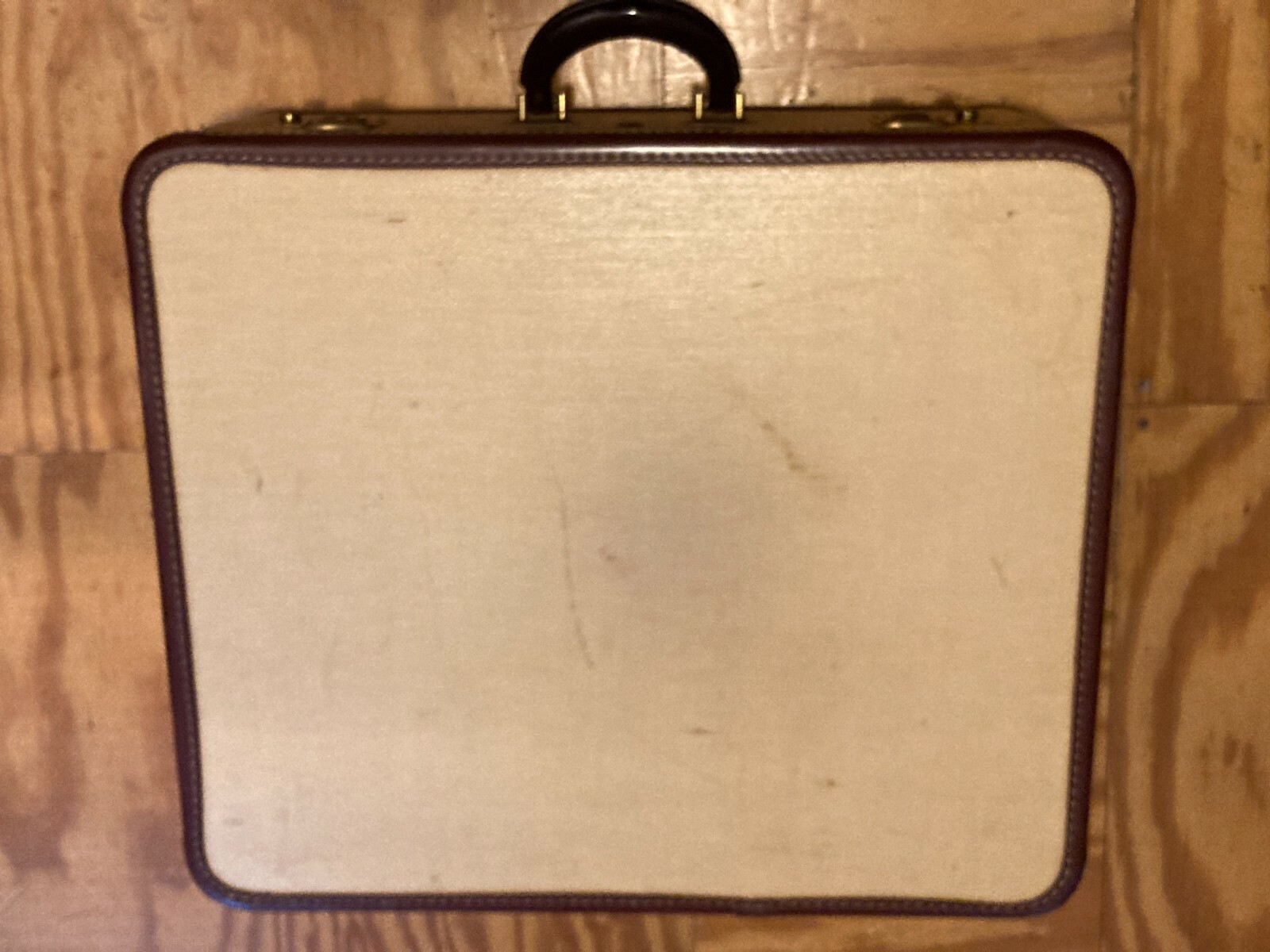 Vintage United States US Trunk Co Luggage Suitcase Blonde Tweed Large Size, Nice