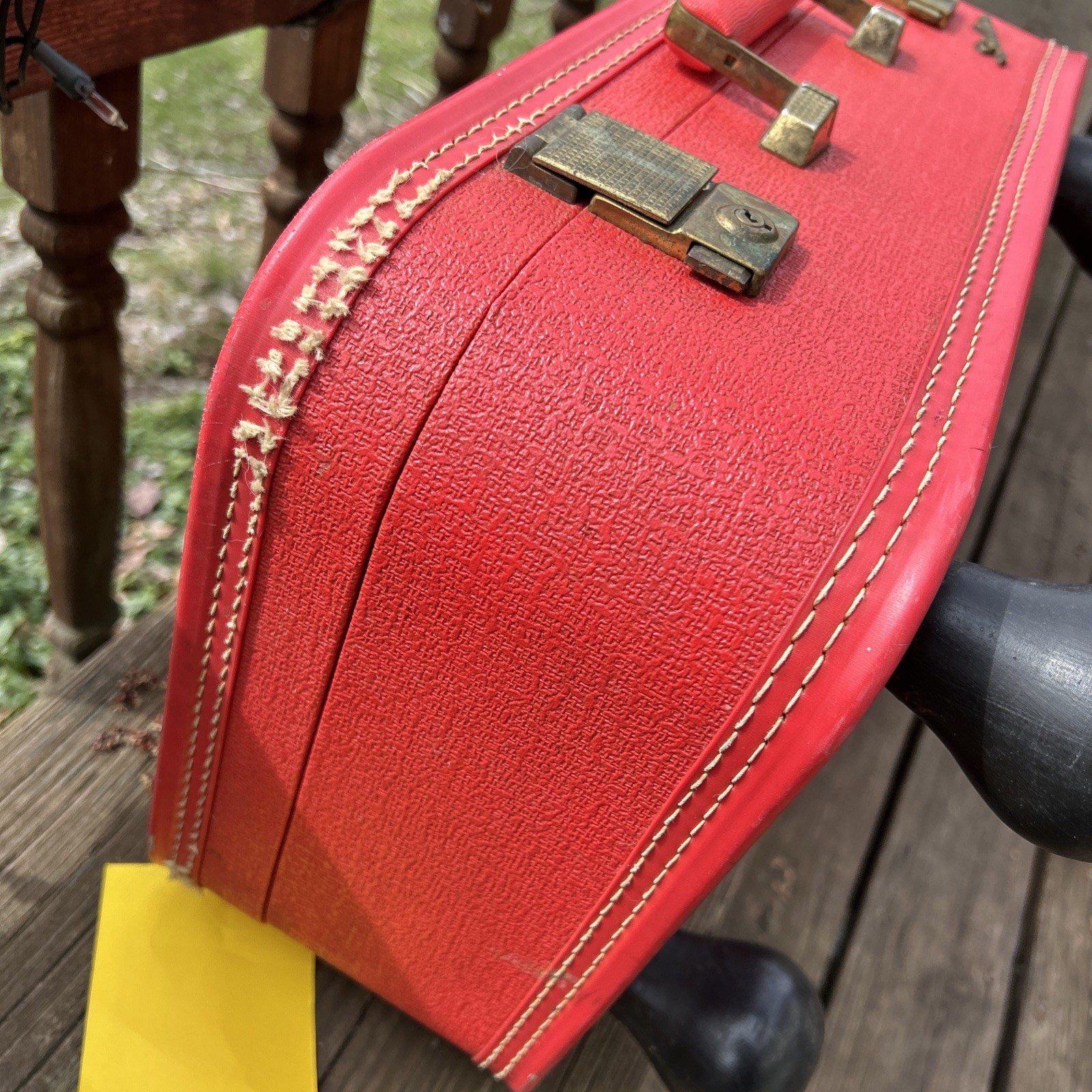 Rare Vintage RETRO RED STARLINE SUITCASE With Feet 1950-60s Hippie End Table
