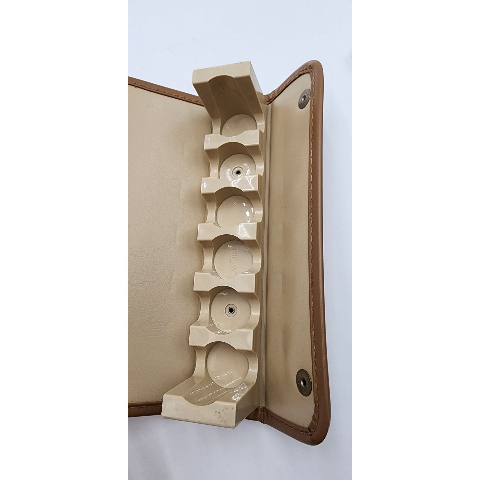 Vintage Avon Presidents Club Travel Set Jewelry Organizer Mirror Umbrella Tan