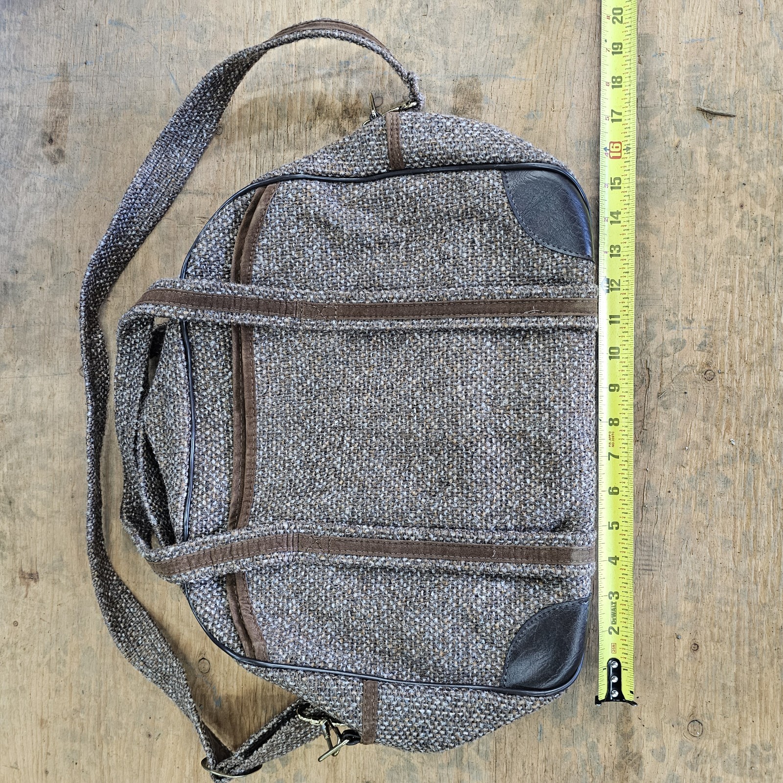 Vintage 1960s Hingusabag Brown Tweed Carry-On Travel Bag | Made in Hong Kong