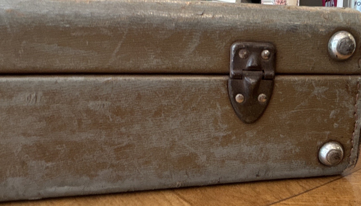 True Vintage 1950s Green Hard-Sided Leather Briefcase Locking Latches