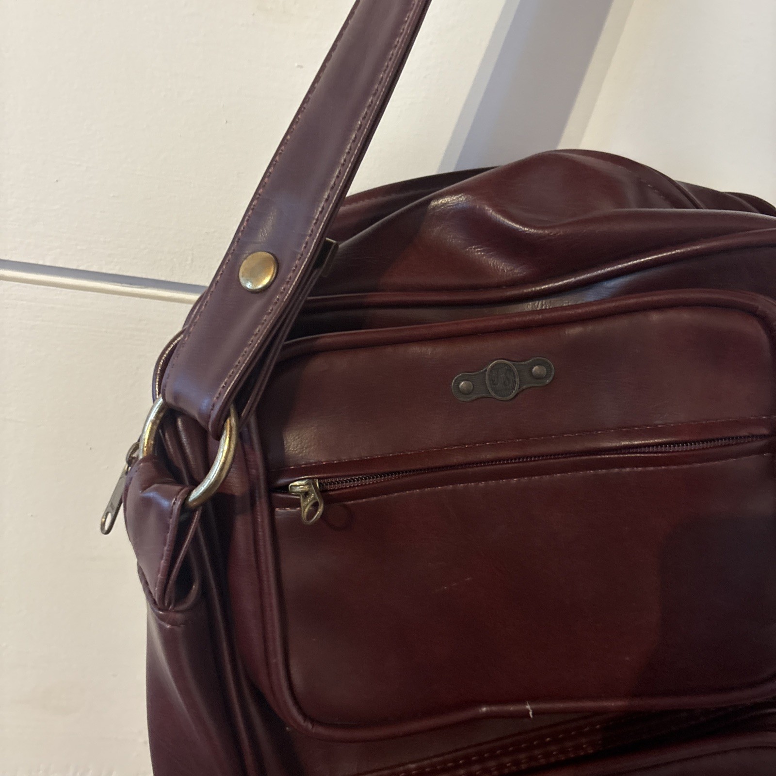 Lot Set FS Vintage Luggage Suit Carrier and Travel On Bag Red Maroon