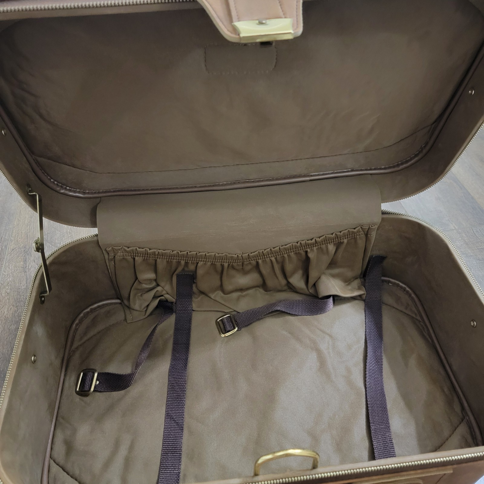 Vintage 70s Verdi Leather Tweed Suitcase Luggage Brown Excellent Condition w/key