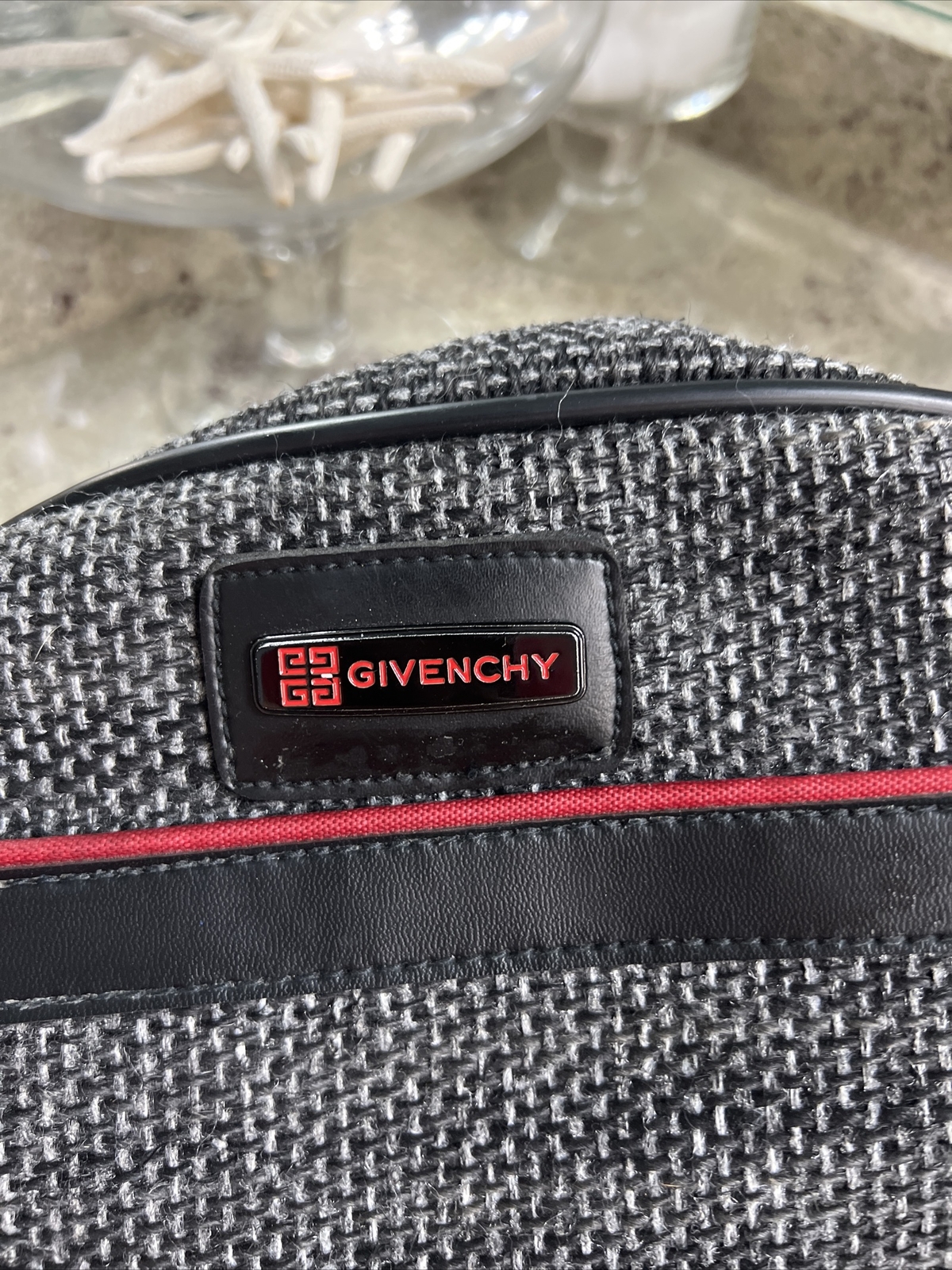 VINTAGE GIVENCHY TWEED TRAVEL Small LUGGAGE CARRY ON Toiletries Case Rare