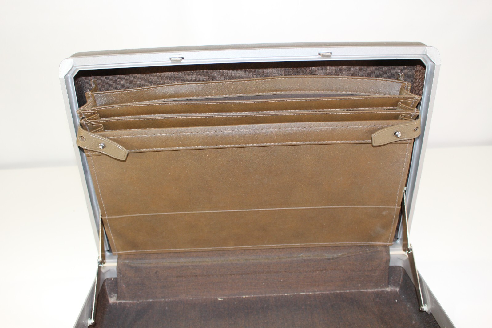 VTG Samsonite Briefcase Hardcover Luggage Travel Hard Trunk Brwn Shell MCM Metal