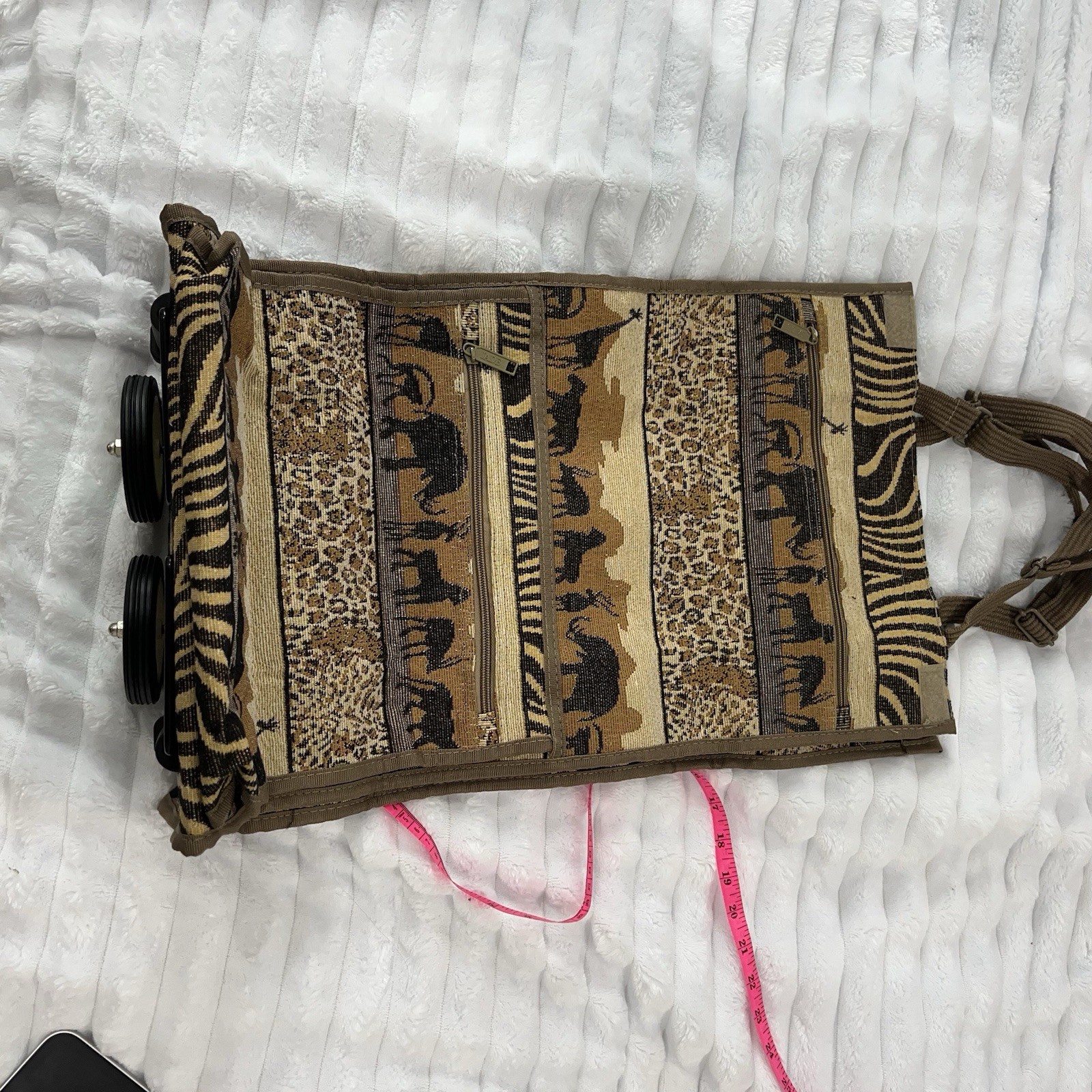 Vintage Jade Safari Print Tapestry Luggage Travel Bag Set Set Of 2 With Wheels