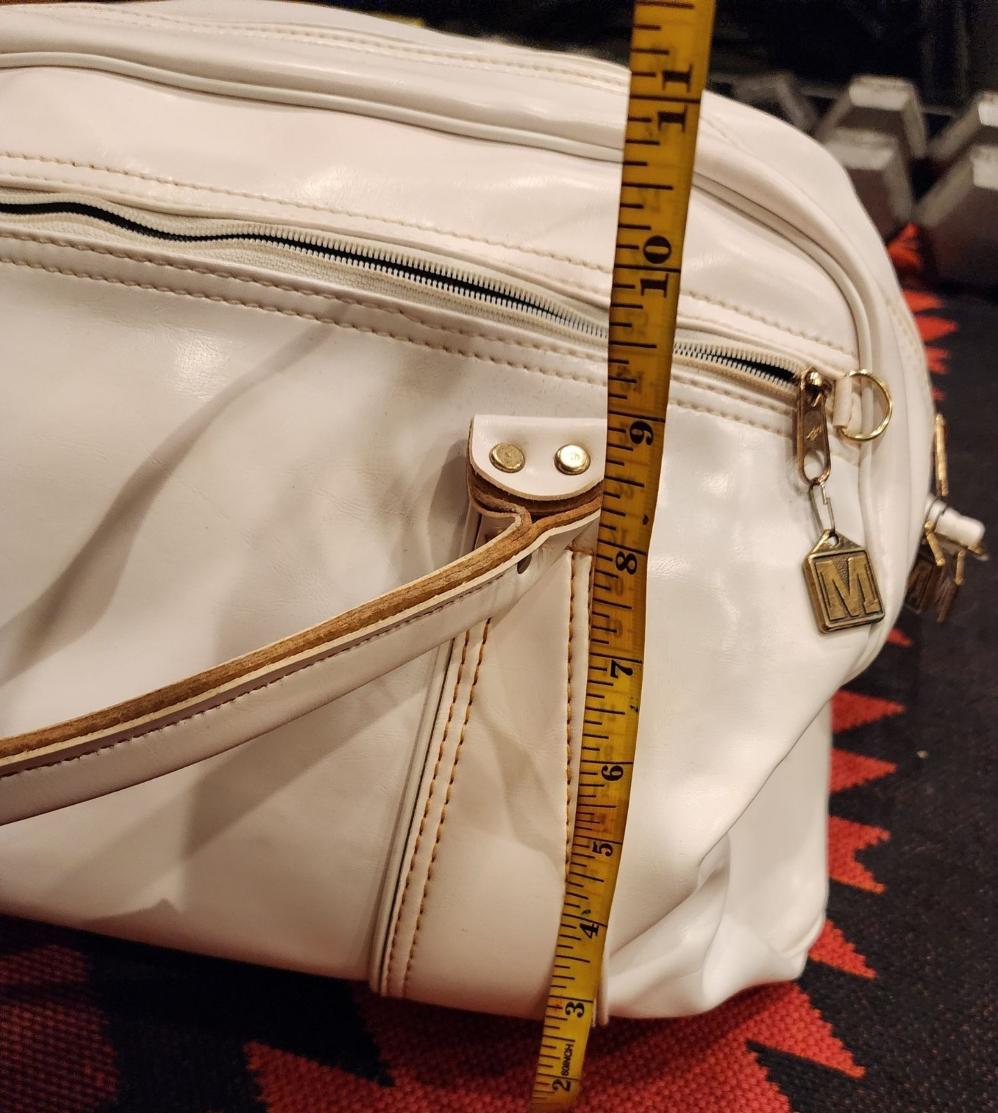 Vintage Ron Miller Desert Inn Duffel Bag Gold Hardware. Handles, Shoulder strap.