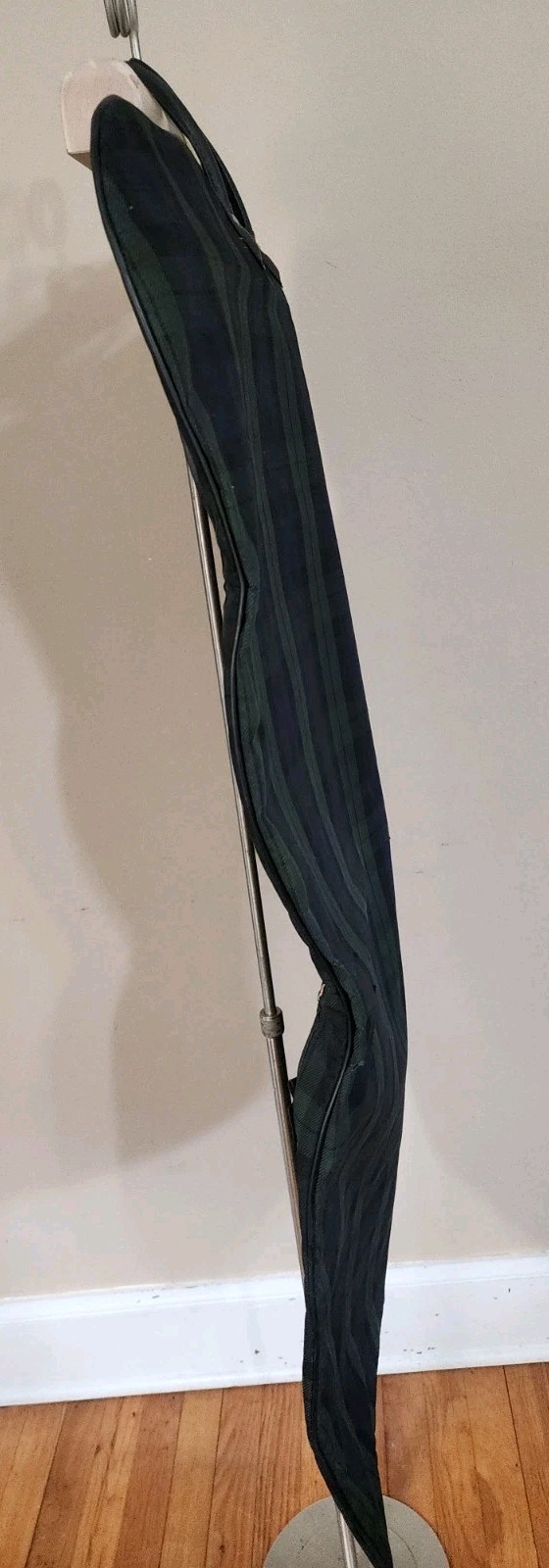 Vintage Tartan Garment Suit Bag Navy Green Plaid Hanging Foldable with Zipper