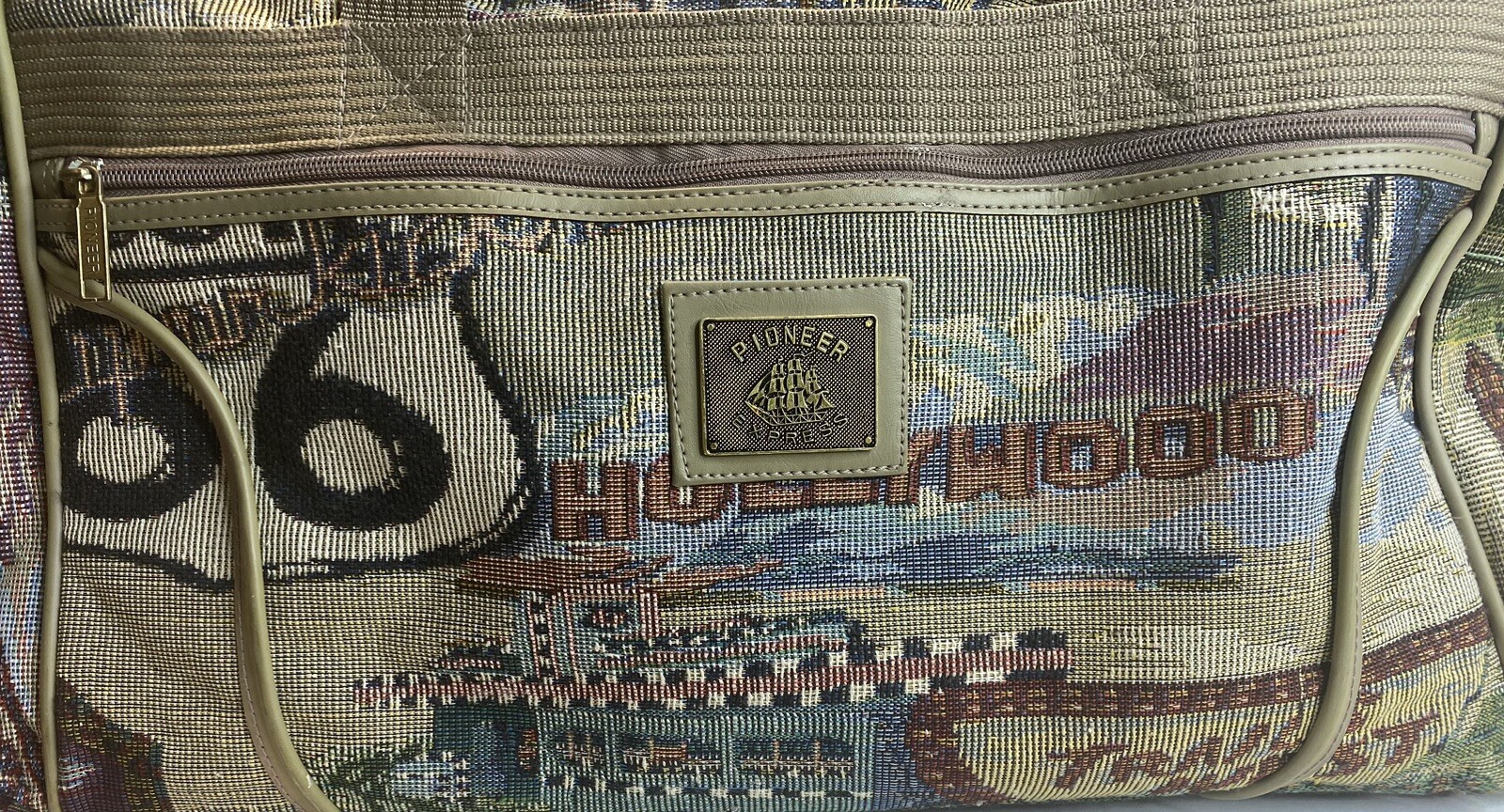 Vintage Pioneer Express Weekend Bag Route 66 Tapestry Duffel Carry On Travel