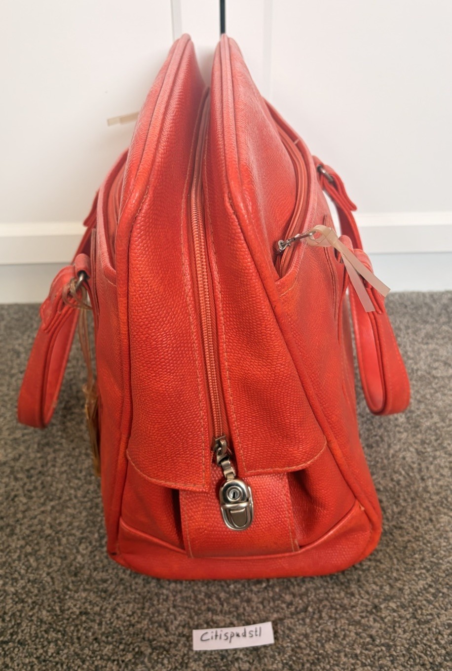 🧳 1970’s Samsonite Sherbrooke Luggage Tote Orange Autumn Blaze 16” W x 13” H