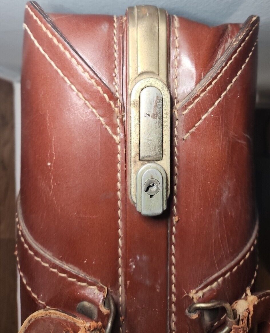 Vintage Top Grain Cowhide – BROWN LEATHER SUITCASE – Skymaster LOK GUARD