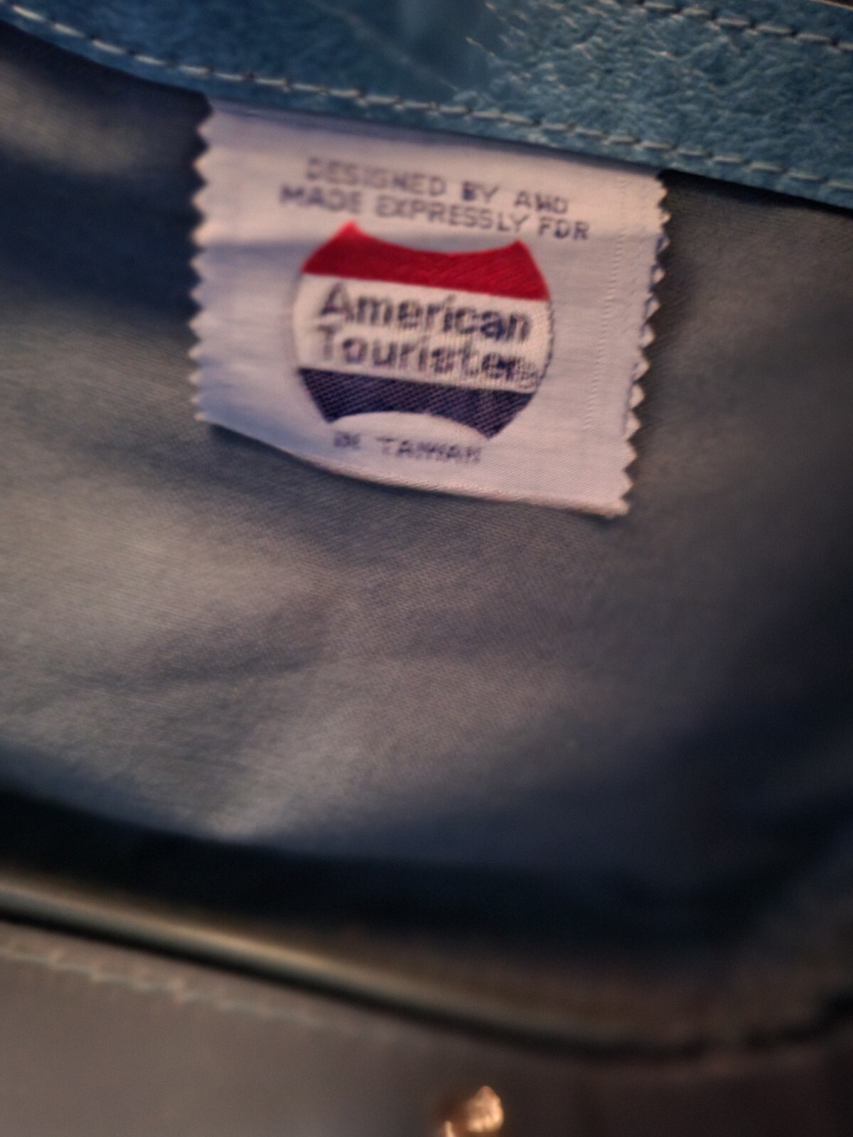 Vintage 1975 American Tourister Aqua Travel Bag Carry On Luggage Shoulder Strap