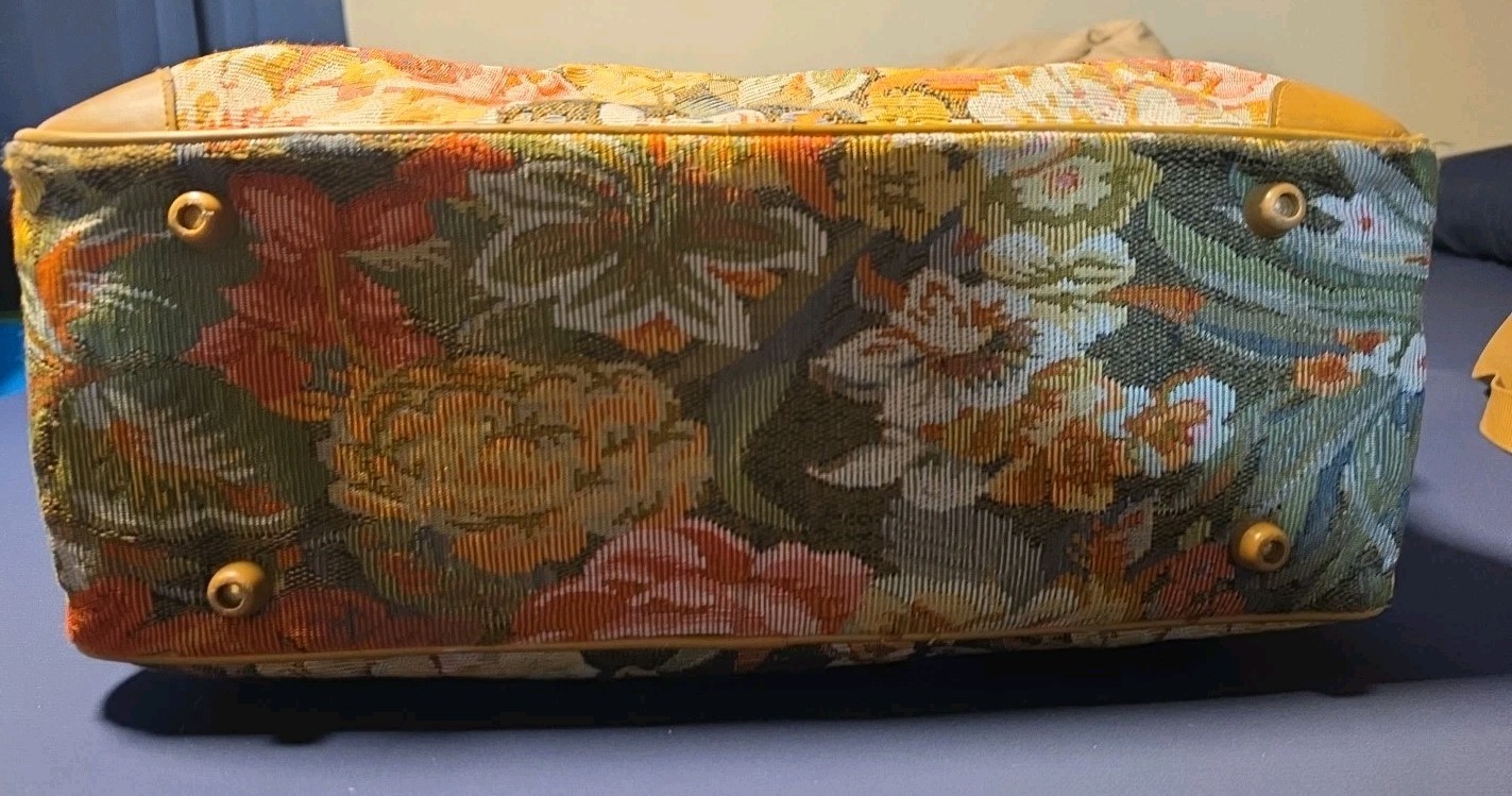 Adolfo VTG Floral Tapestry Travel Bag Duffel Tote Set Of 2