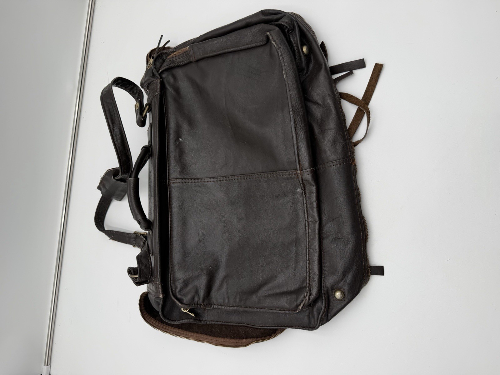 Vintage Genuine Leather Garment Bag Brown Foldable Travel Suit Carrier Colombia