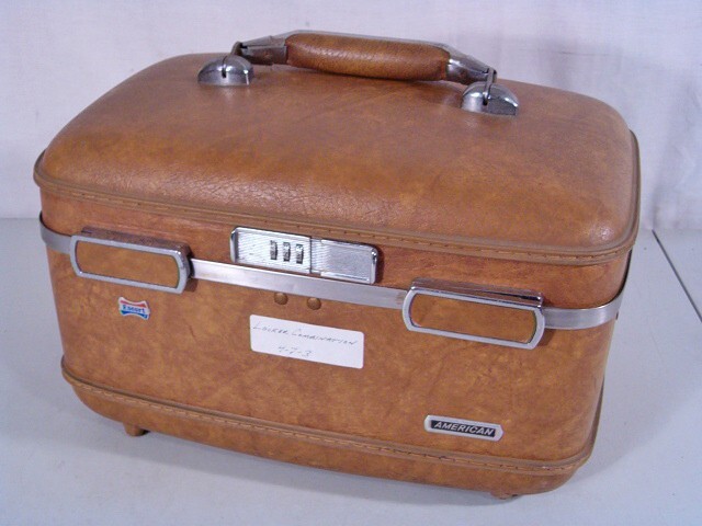 Vintage American Escort Train Case Brown Makeup Jewelry Travel Case w/Tray-Lock