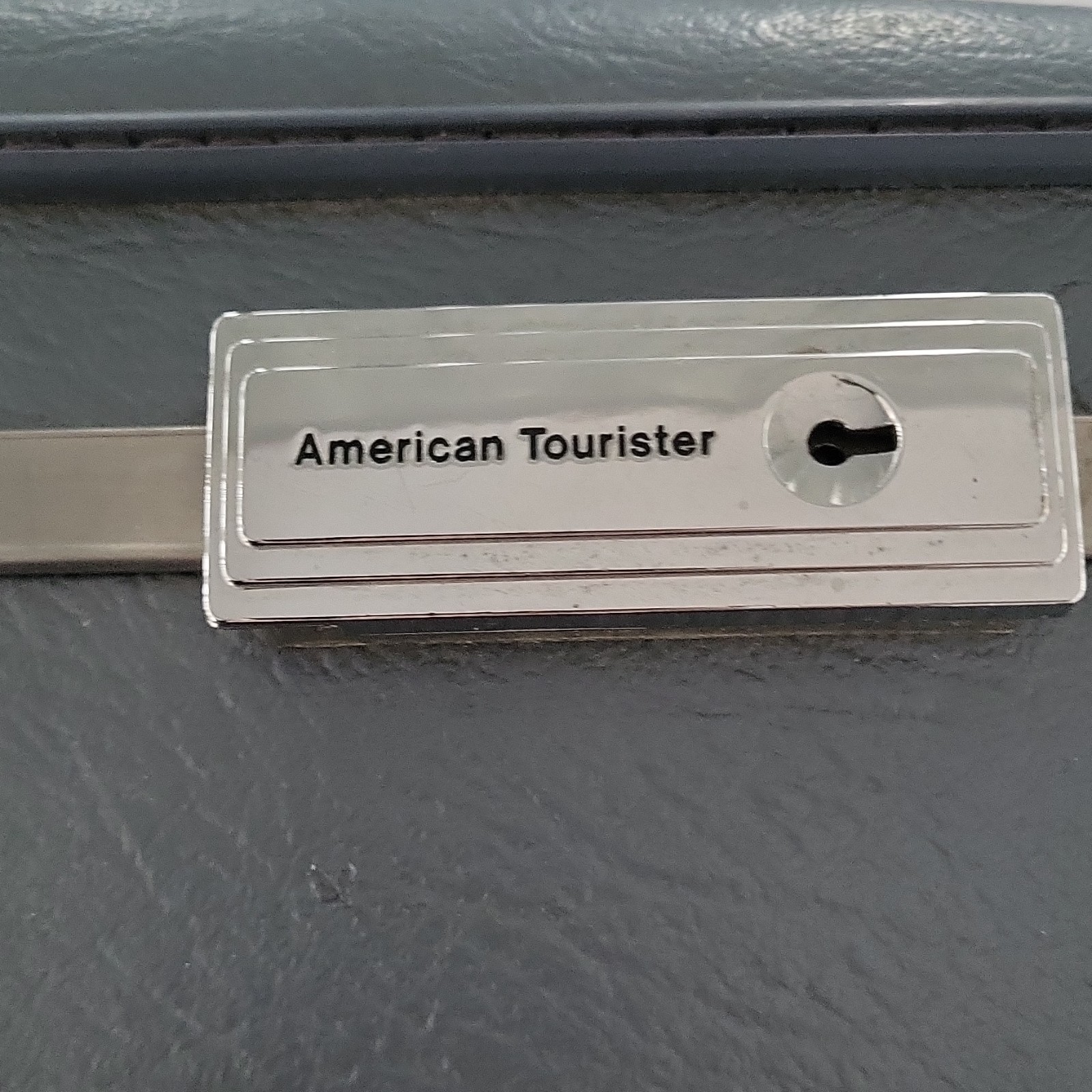 American Tourister Vintage Hard Shell Gray Suitcase Locking with Key 1960s